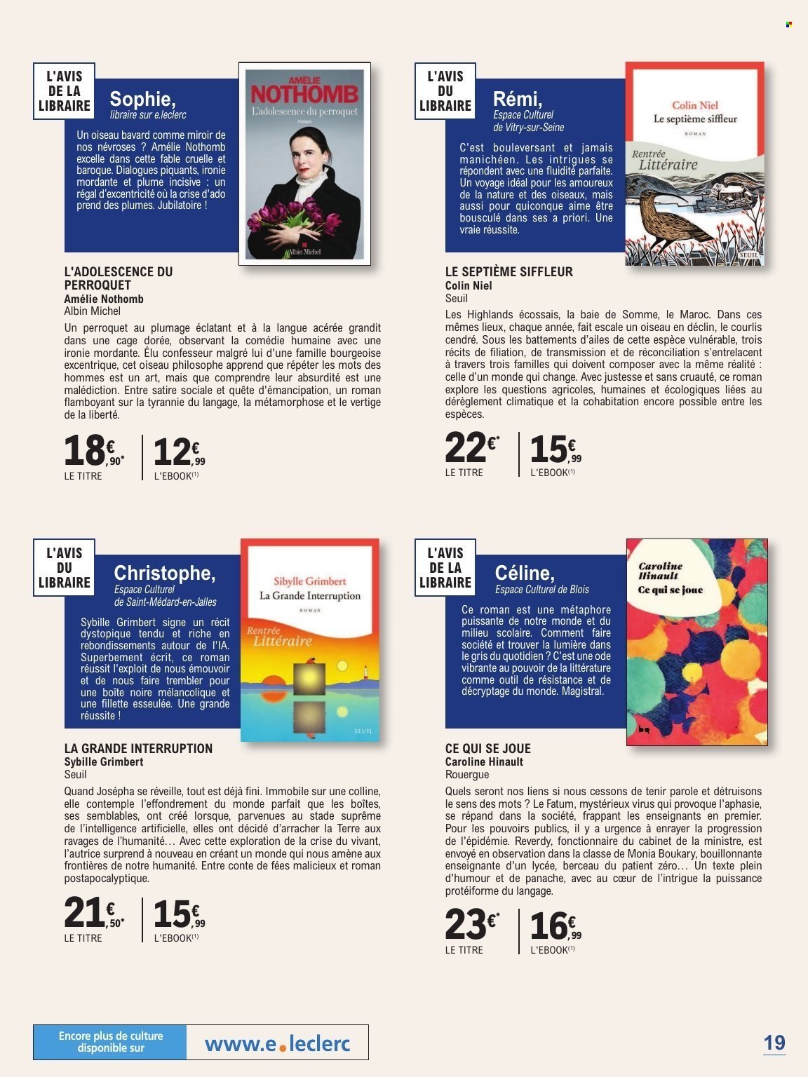 Catalogue E.LECLERC - GUIDE RENTREE LITTERAIRE