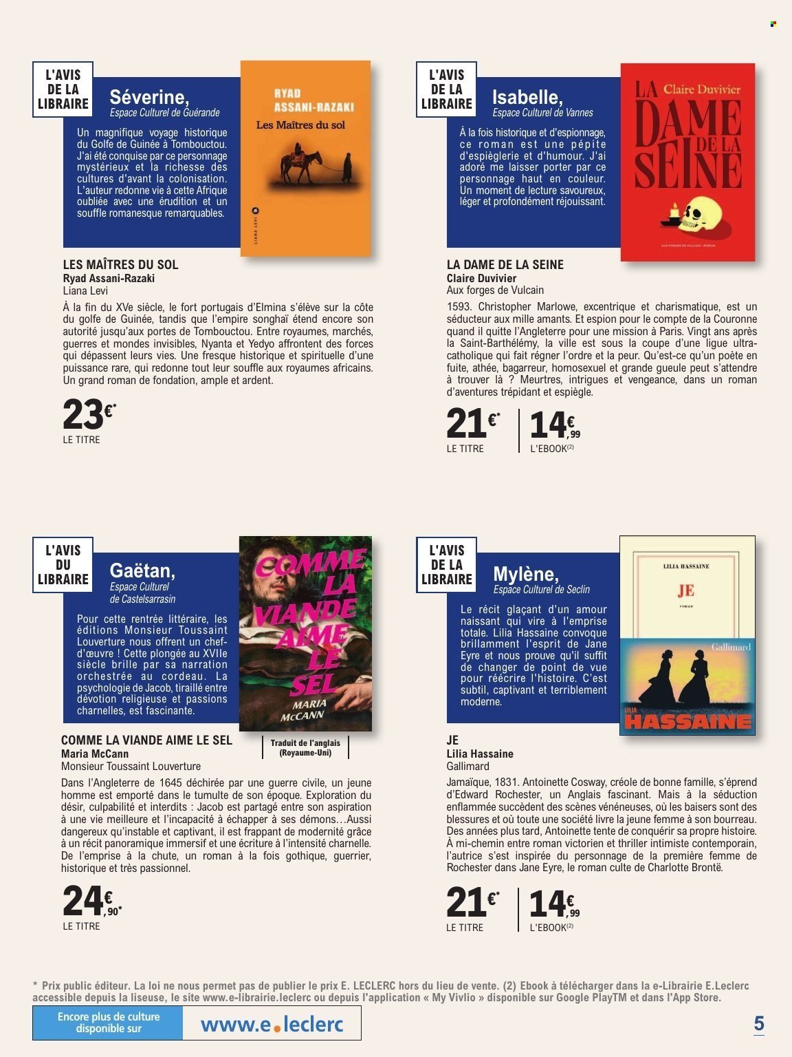 Catalogue E.LECLERC - GUIDE RENTREE LITTERAIRE