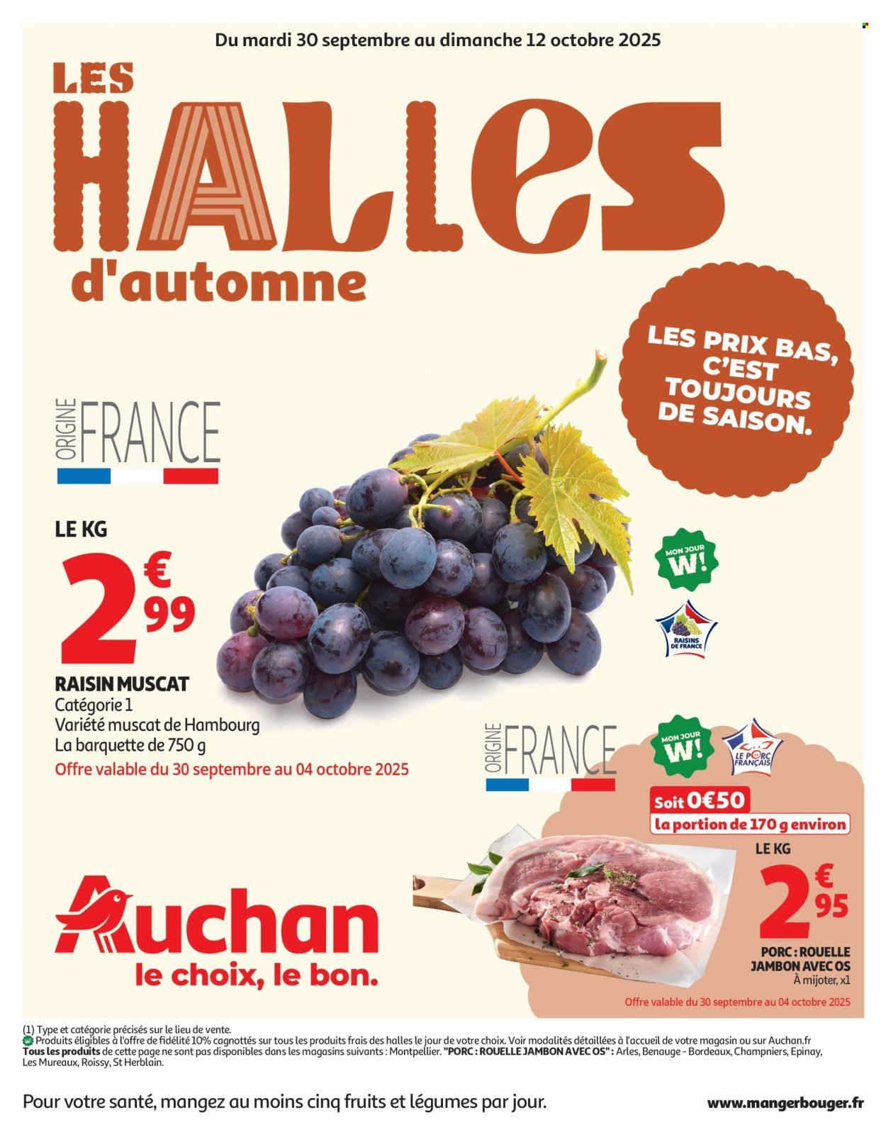 Catalogue AUCHAN - Les Halles d'automne : les prix bas, c'est toujours de saison (2025-09-30 - 2025-10-12)