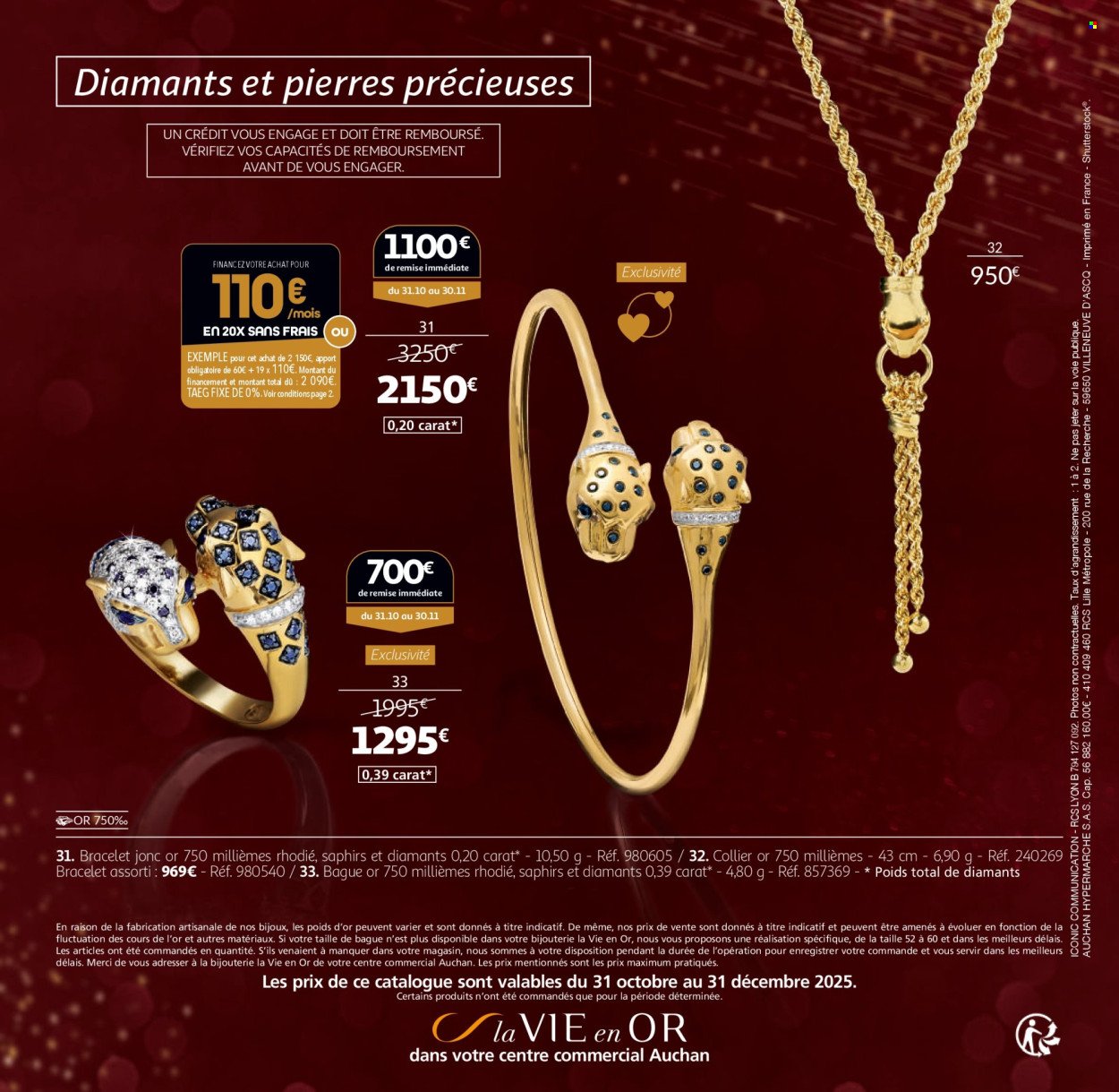 Catalogue AUCHAN - La Vie en Or : collection Joaillerie