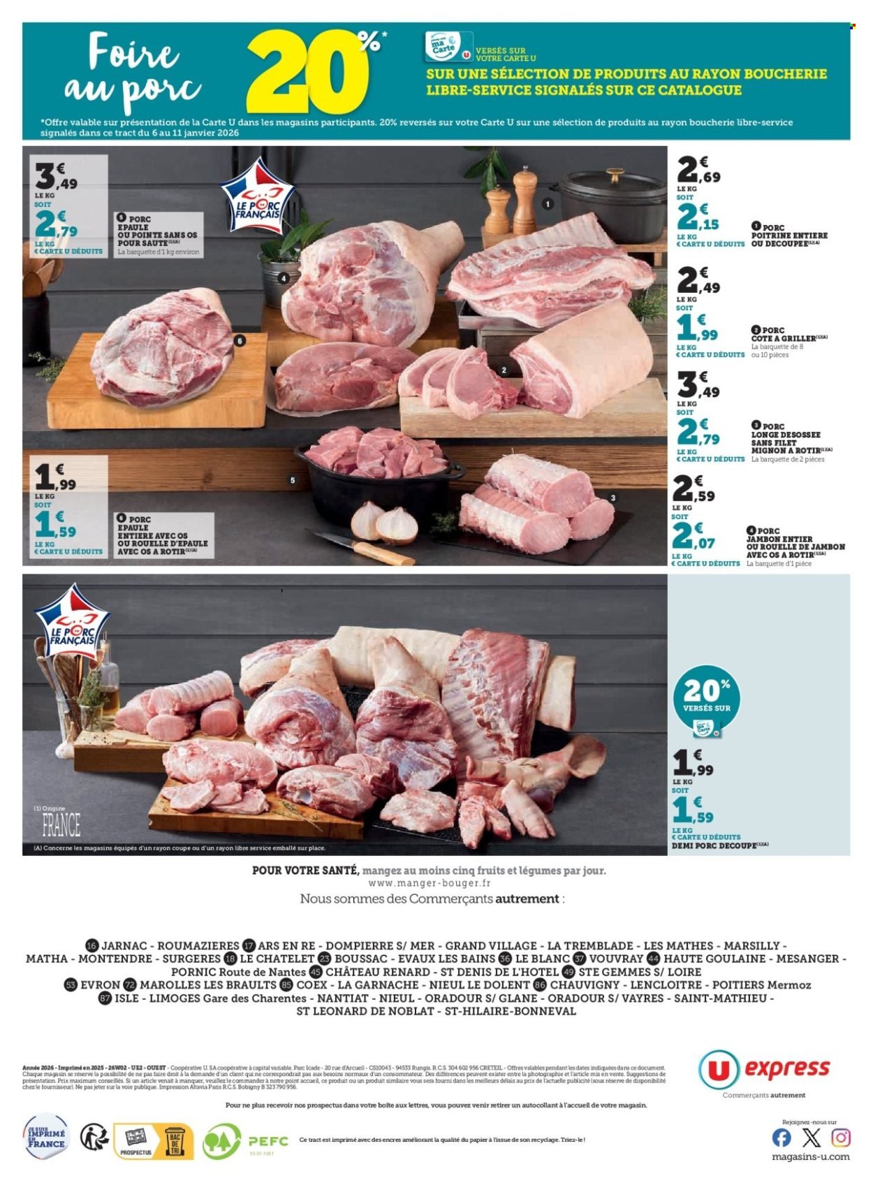 Catalogue U EXPRESS - Foire au porc à prix bas (2026-01-06 - 2026-01-11)