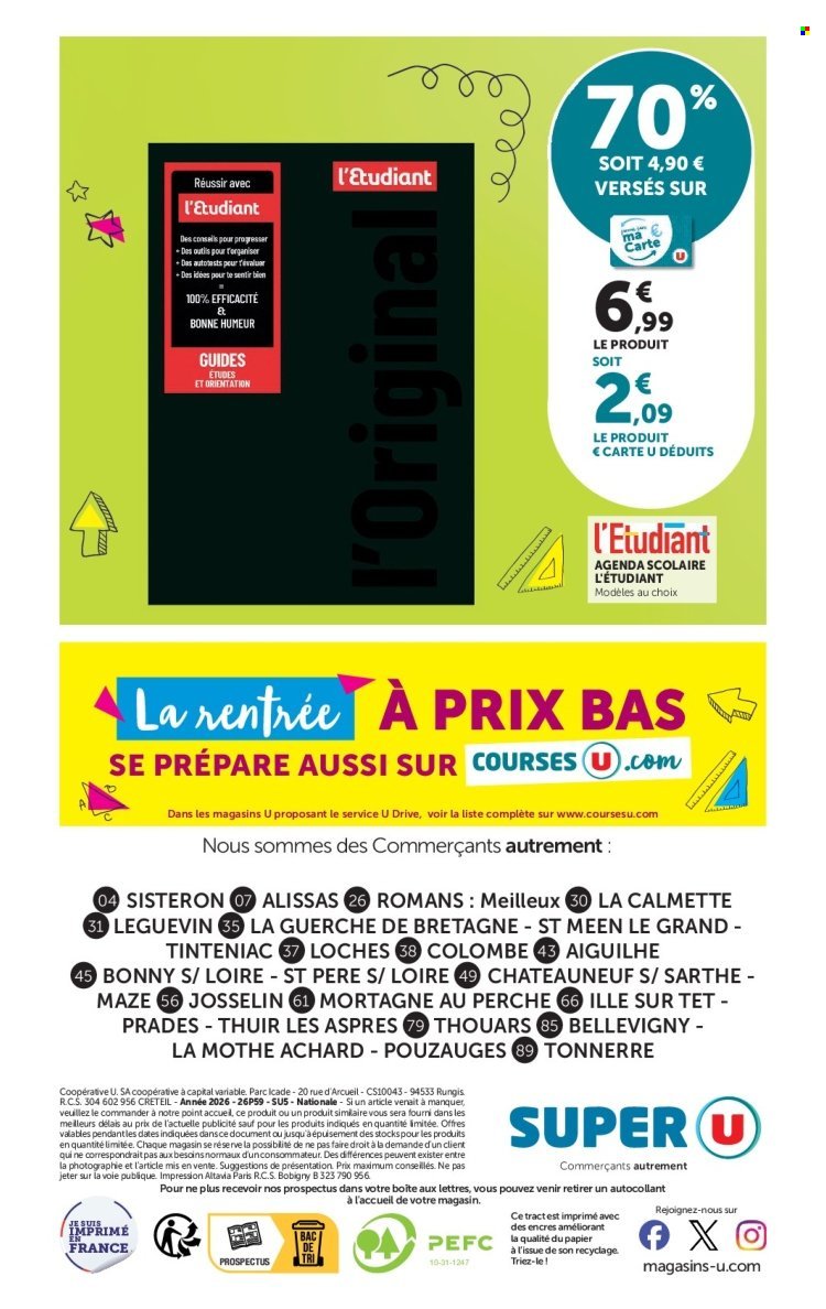 Catalogue SUPER U - La rentrée à prix bas