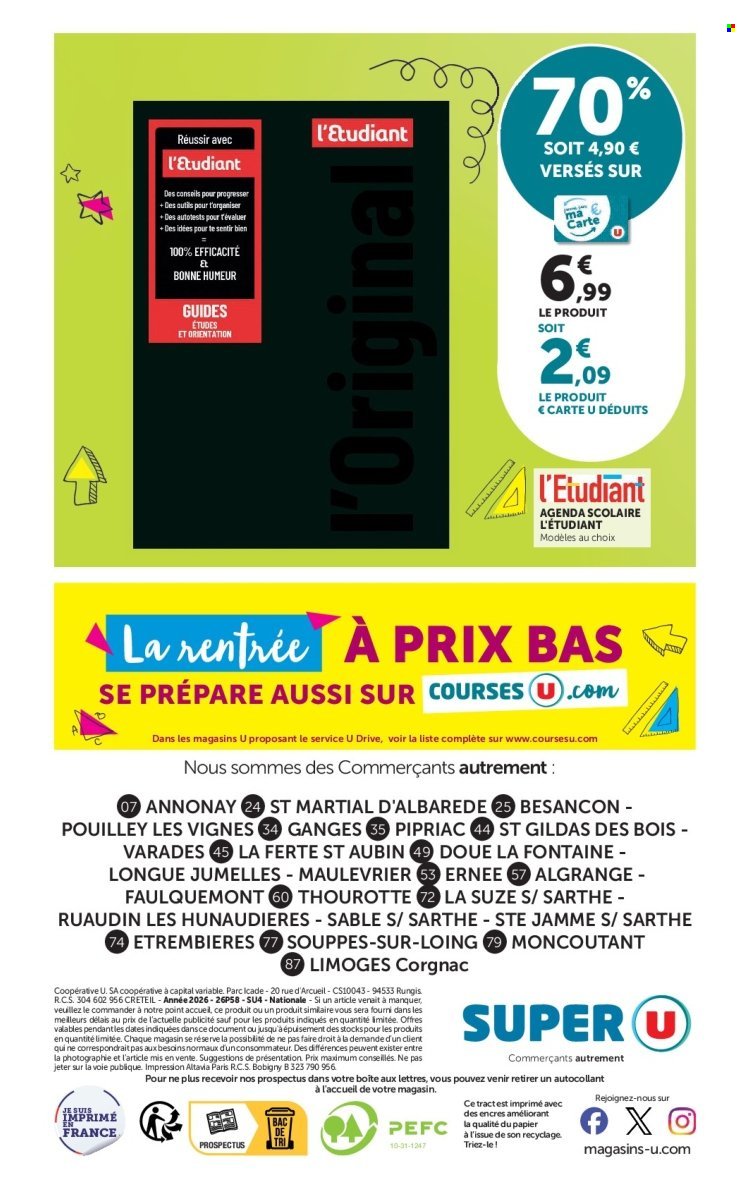 Catalogue SUPER U - La rentrée à prix bas