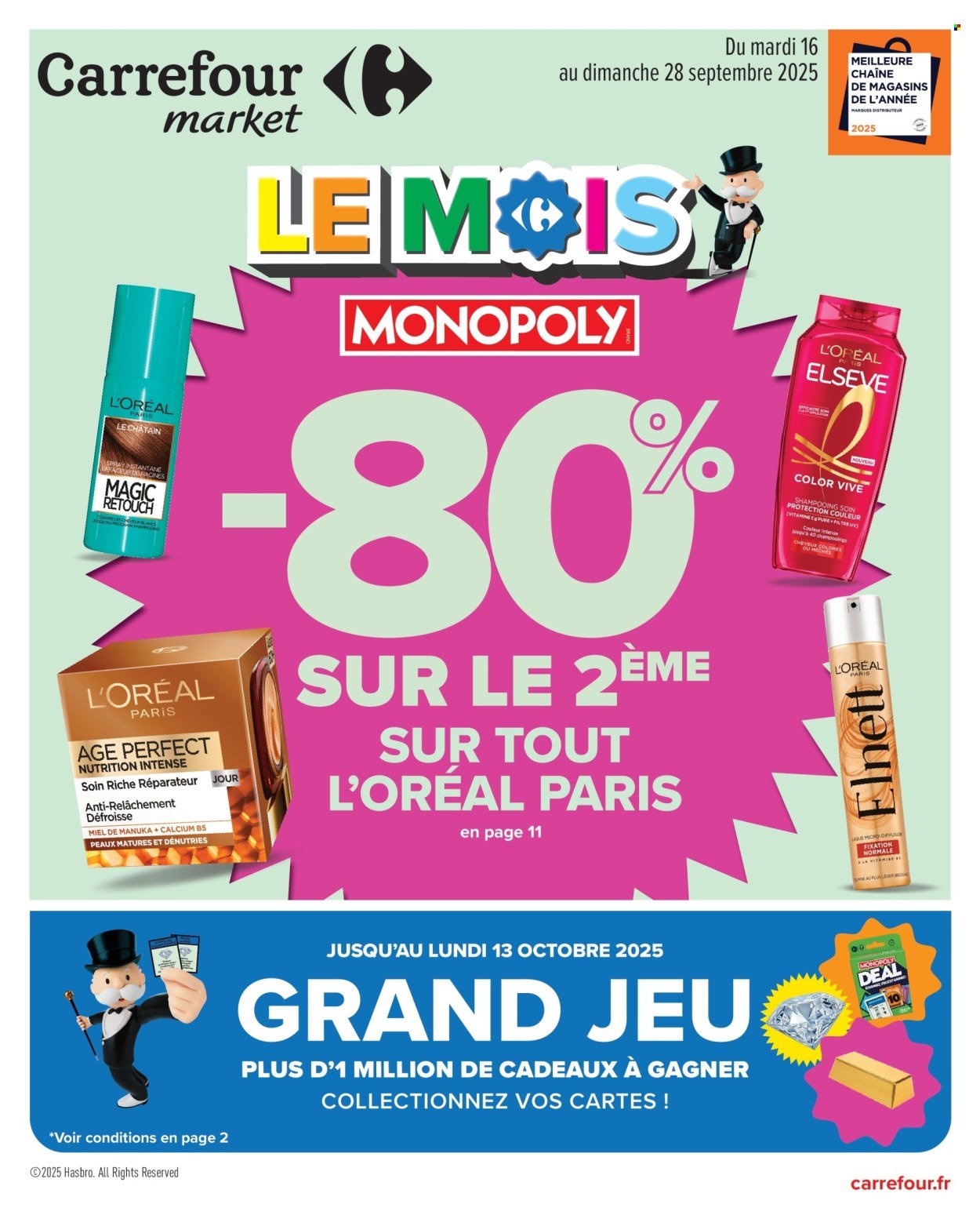 Catalogue CARREFOUR MARKET - LE MOIS MONOPOLY 80% SUR LE 2ÈME (2025-09-16 - 2025-09-28)