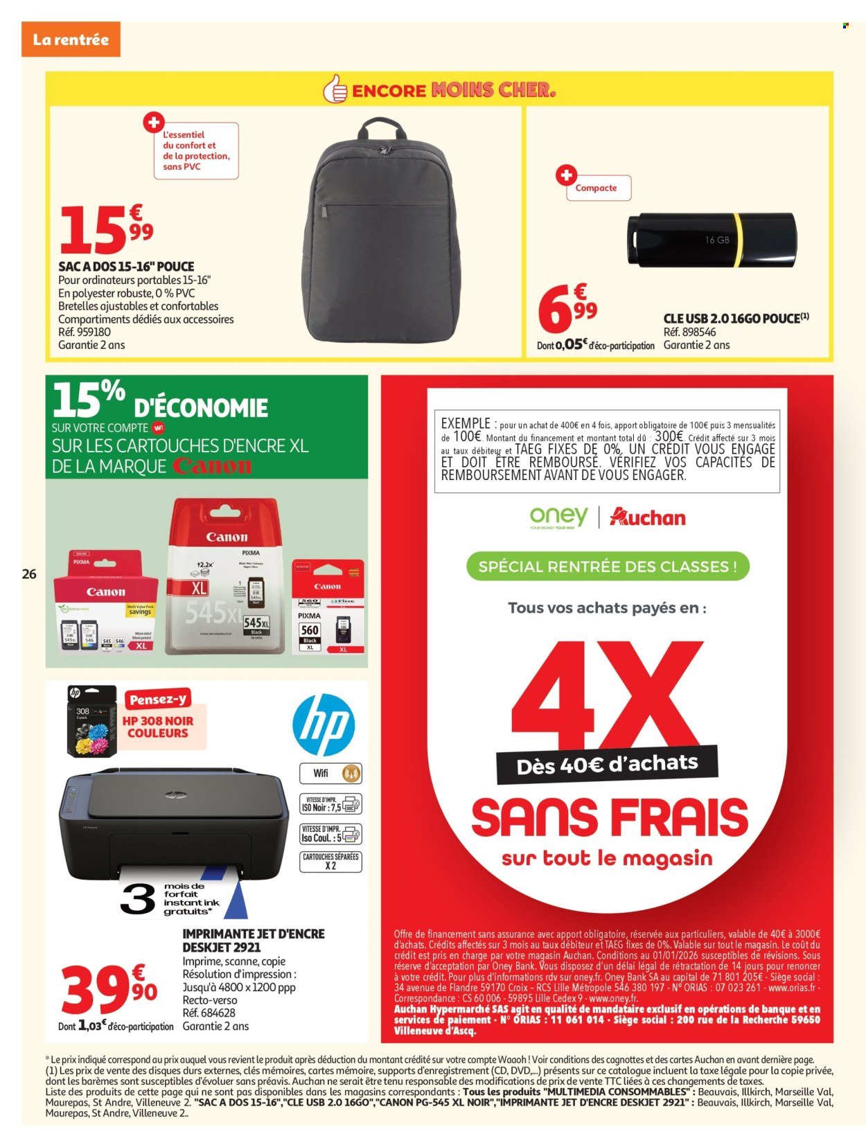 Catalogue AUCHAN - Rentrée scolaire hypers