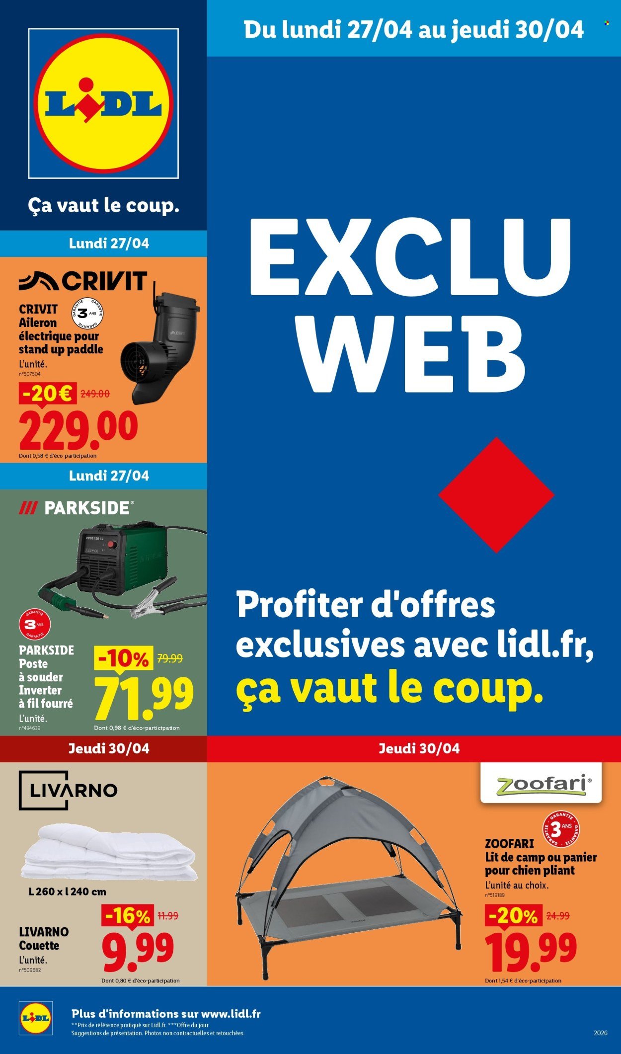 Catalogue LIDL - Les Exclu Web de la semaine (2026-04-27 - 2026-04-30)