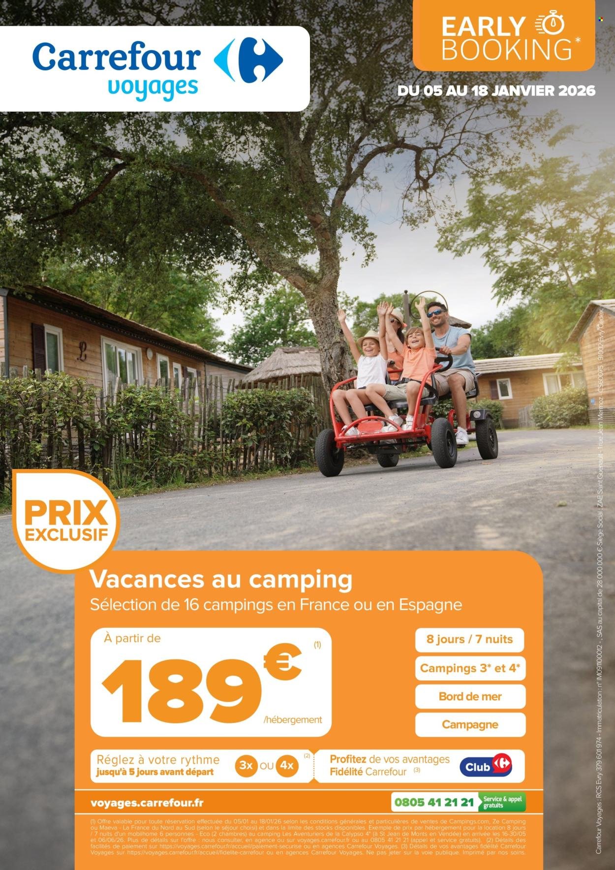 Catalogue CARREFOUR - RESERVEZ TÔT VOS VACANCES D’ETE (2026-01-05 - 2026-01-18)