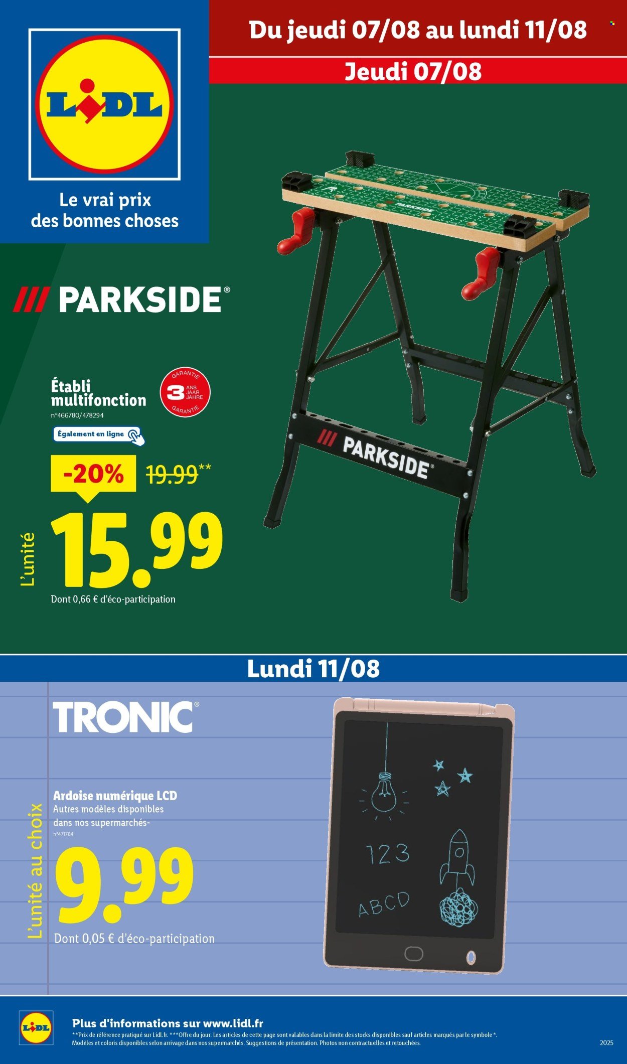 Catalogue LIDL - Les bonnes affaires de la semaine (2025-08-07 - 2025-08-11)