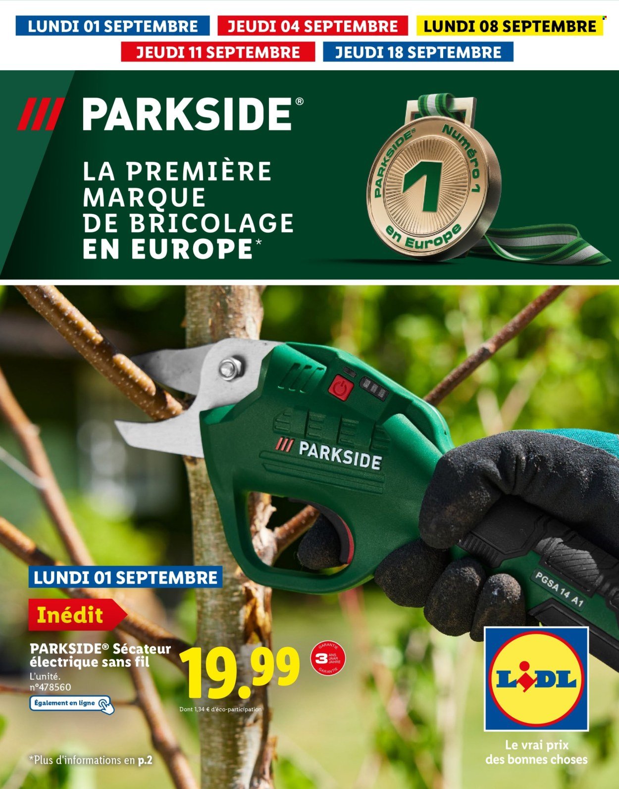 Catalogue LIDL - Catalogue Parkside (2025-09-01 - 2025-09-18)