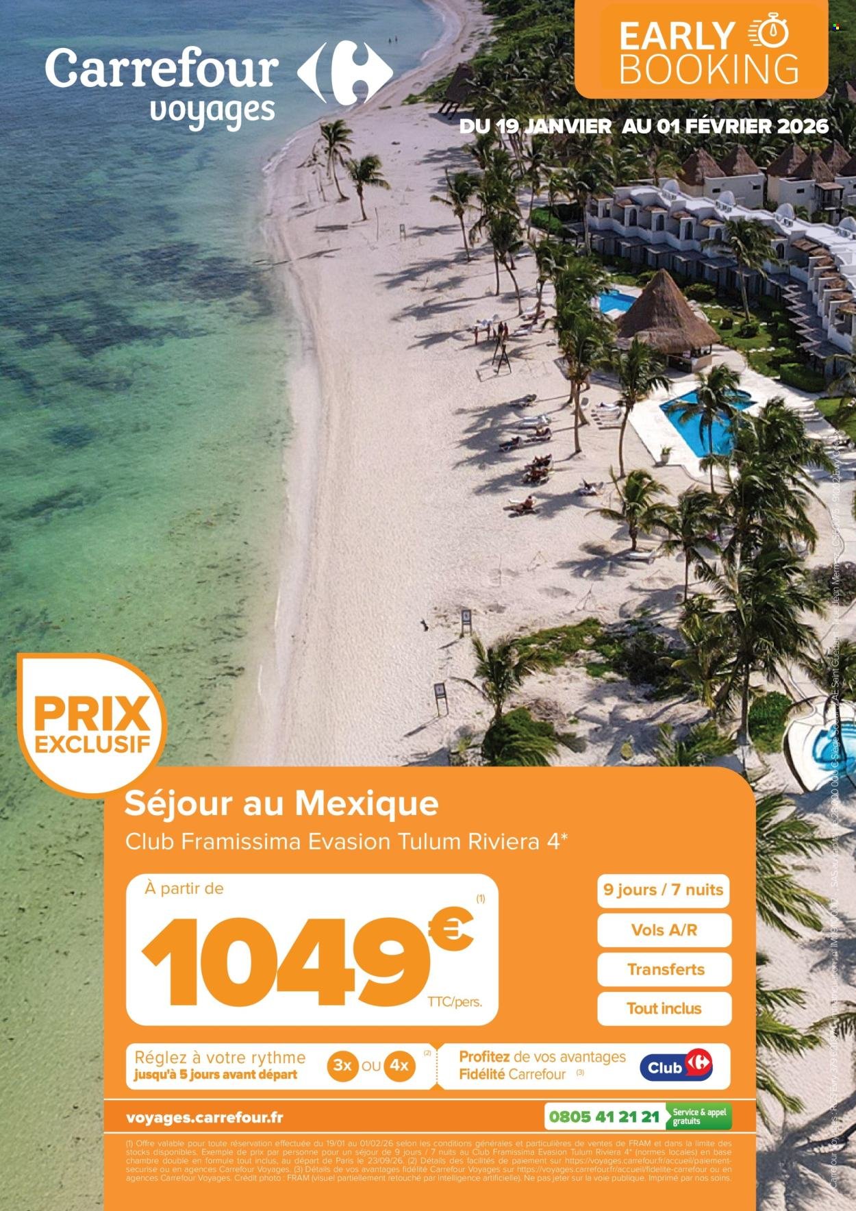 Catalogue CARREFOUR - RÉSERVEZ TÔT VOS VACANCES PRINTEMPS / ÉTÉ (2026-01-19 - 2026-02-01)