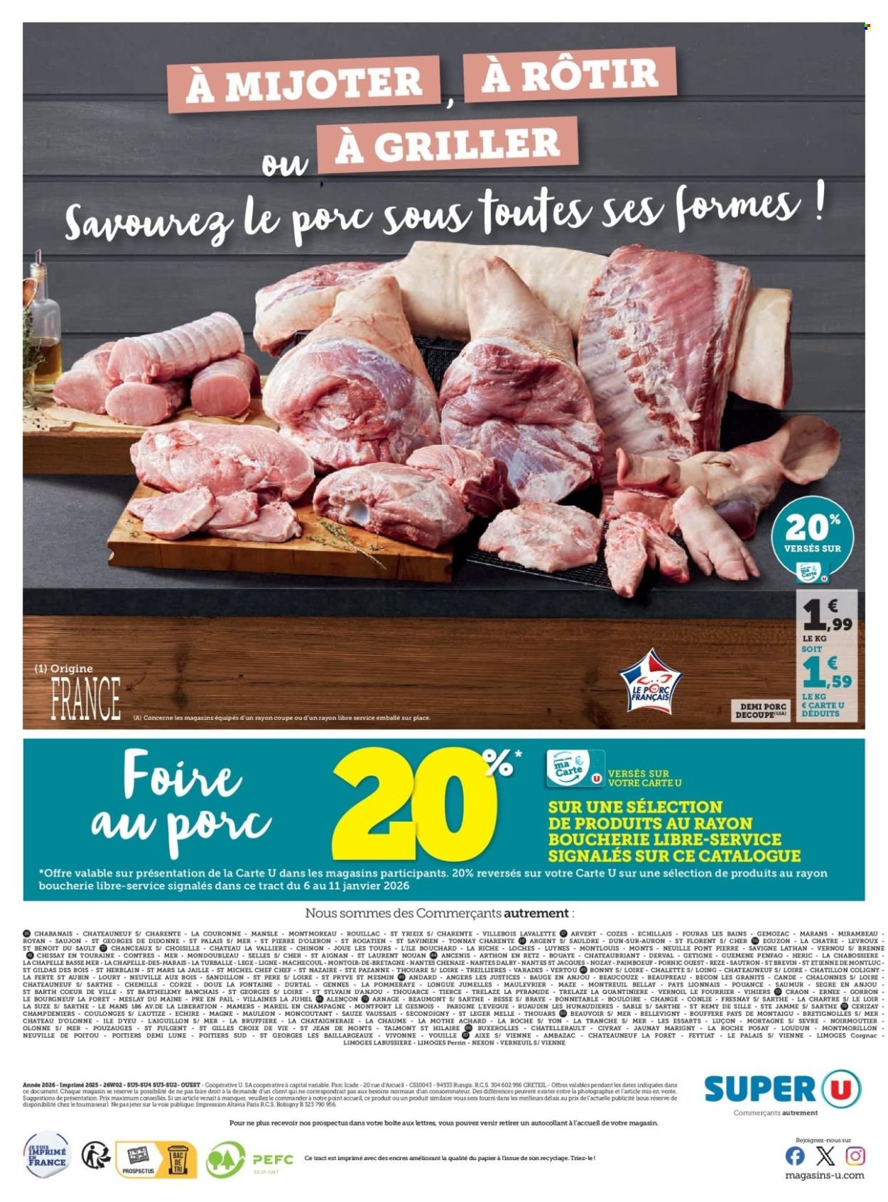 Catalogue SUPER U - Foire au porc à prix bas (2026-01-06 - 2026-01-11)