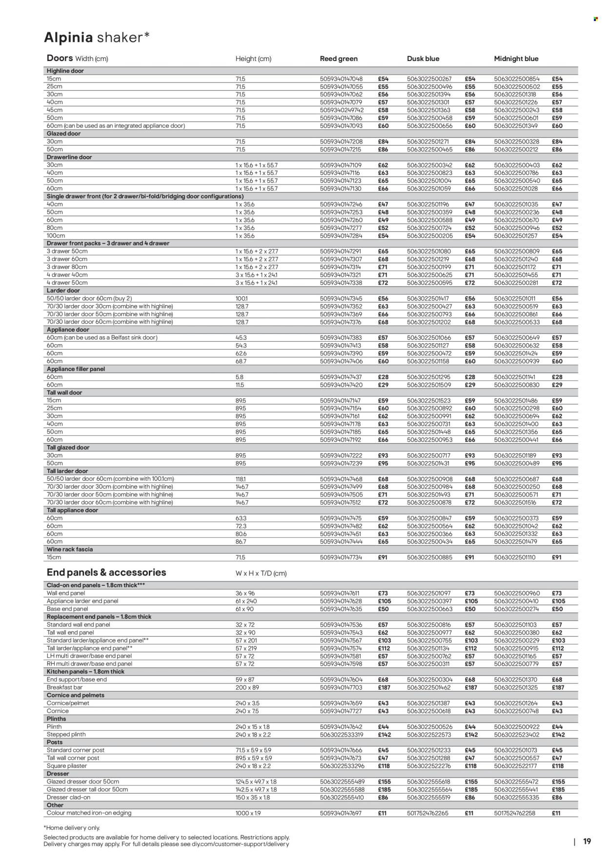 B&Q offer - Kitchens product & cabinetry price list