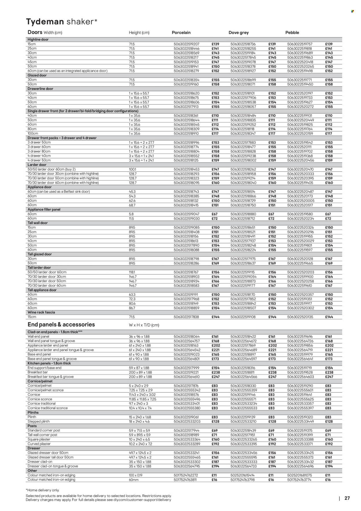 B&Q offer - Kitchens product & cabinetry price list