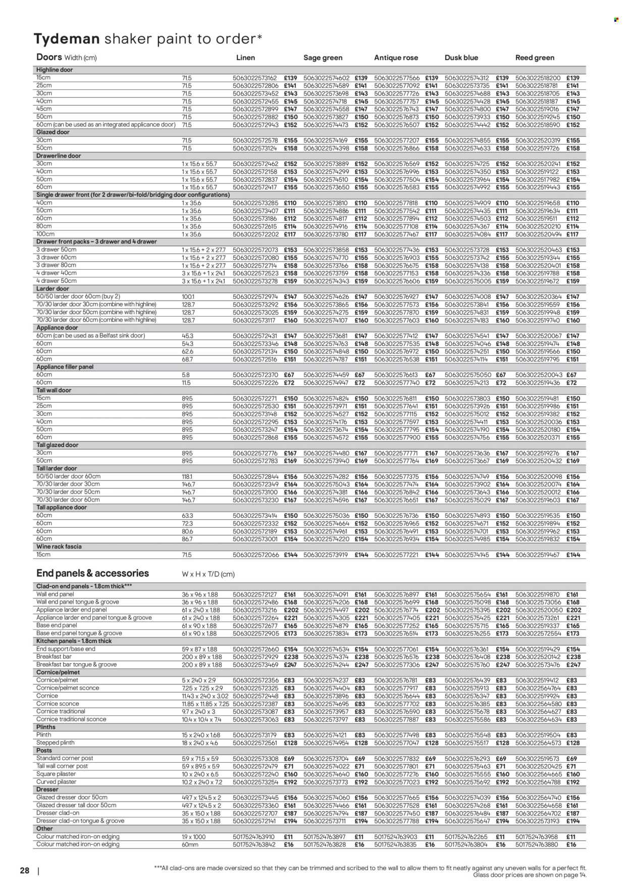 B&Q offer - Kitchens product & cabinetry price list
