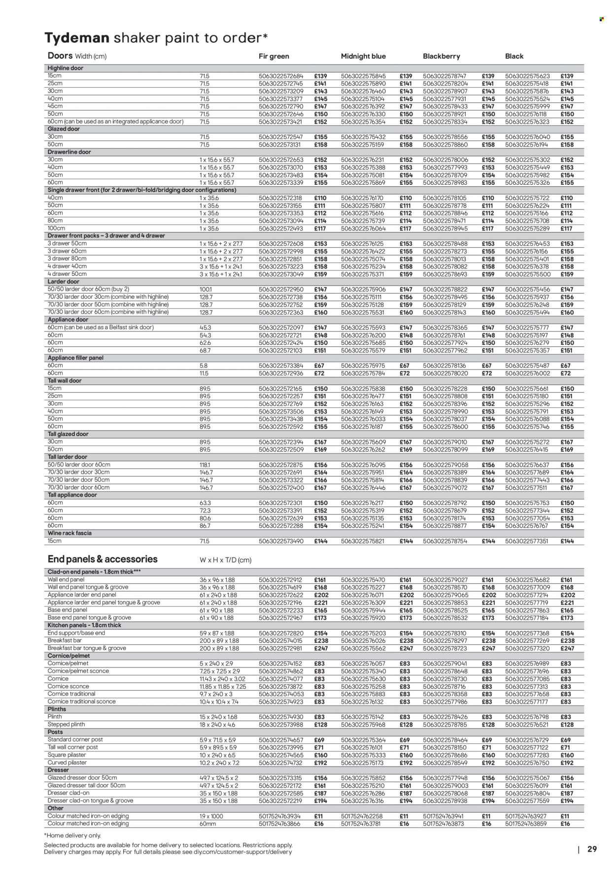 B&Q offer - Kitchens product & cabinetry price list
