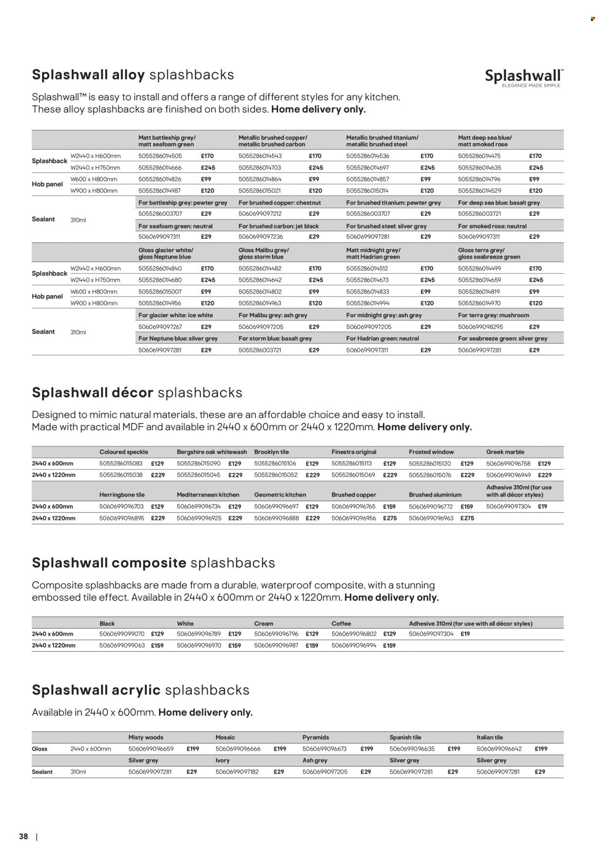 B&Q offer - Kitchens product & cabinetry price list