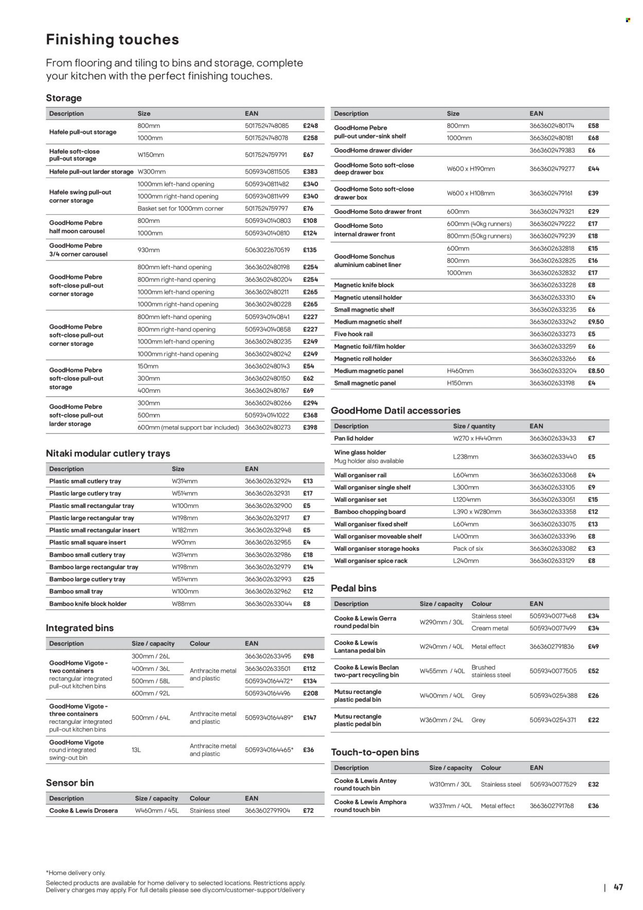 B&Q offer - Kitchens product & cabinetry price list
