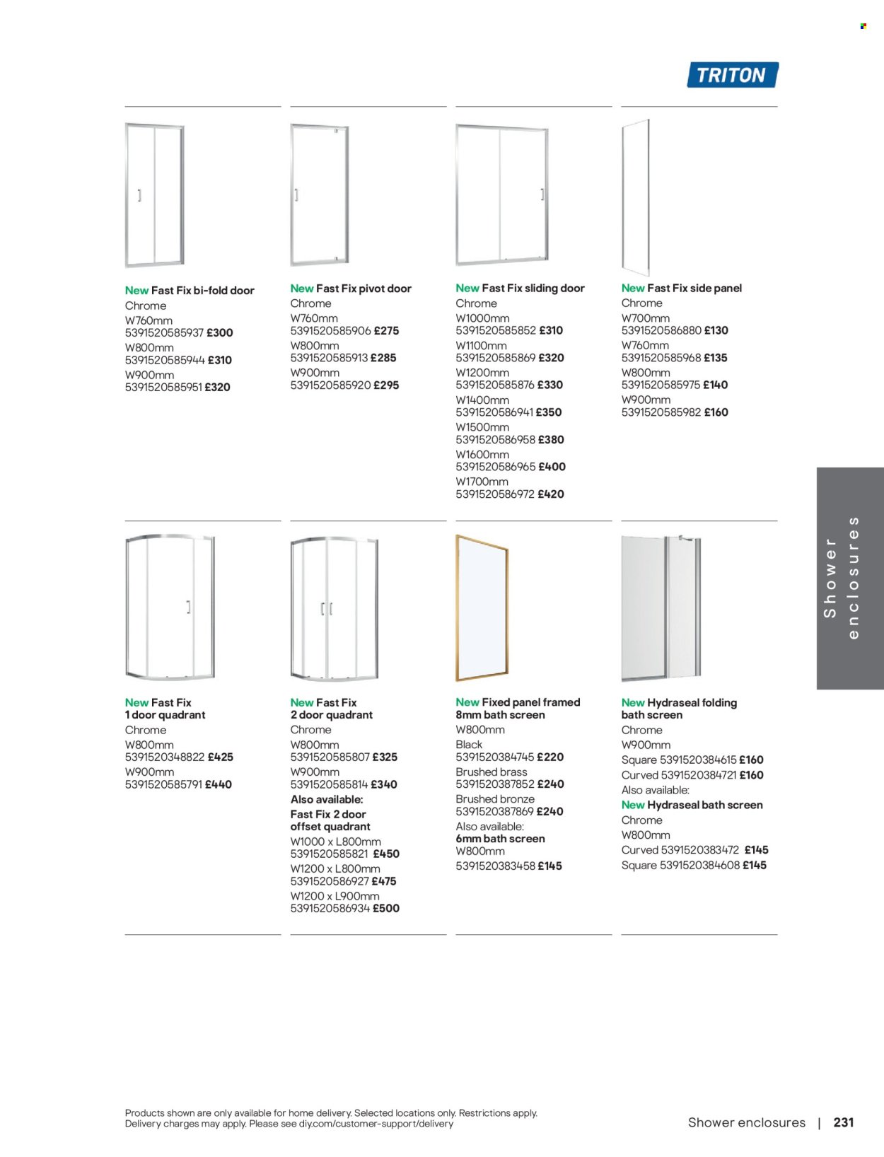 B&Q offer - Bathroom collections