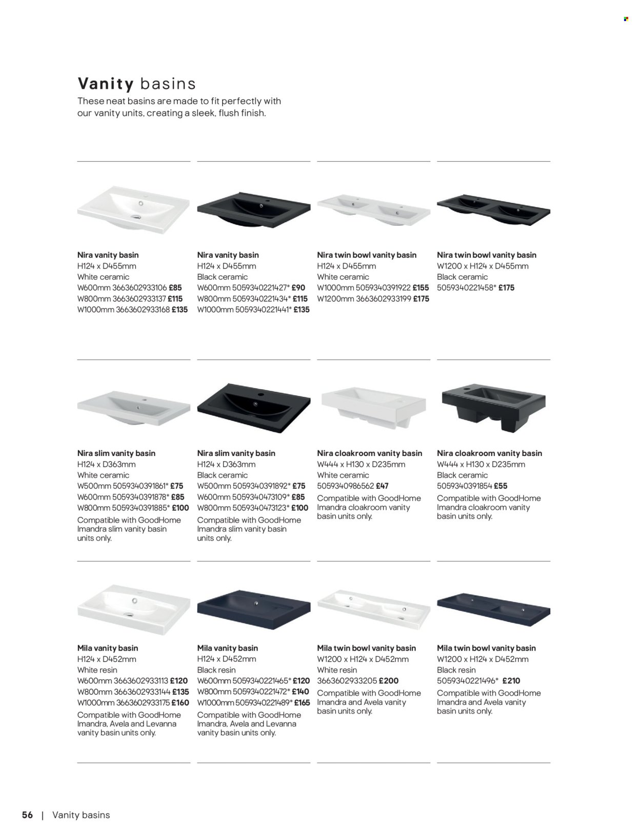 B&Q offer - Bathroom collections