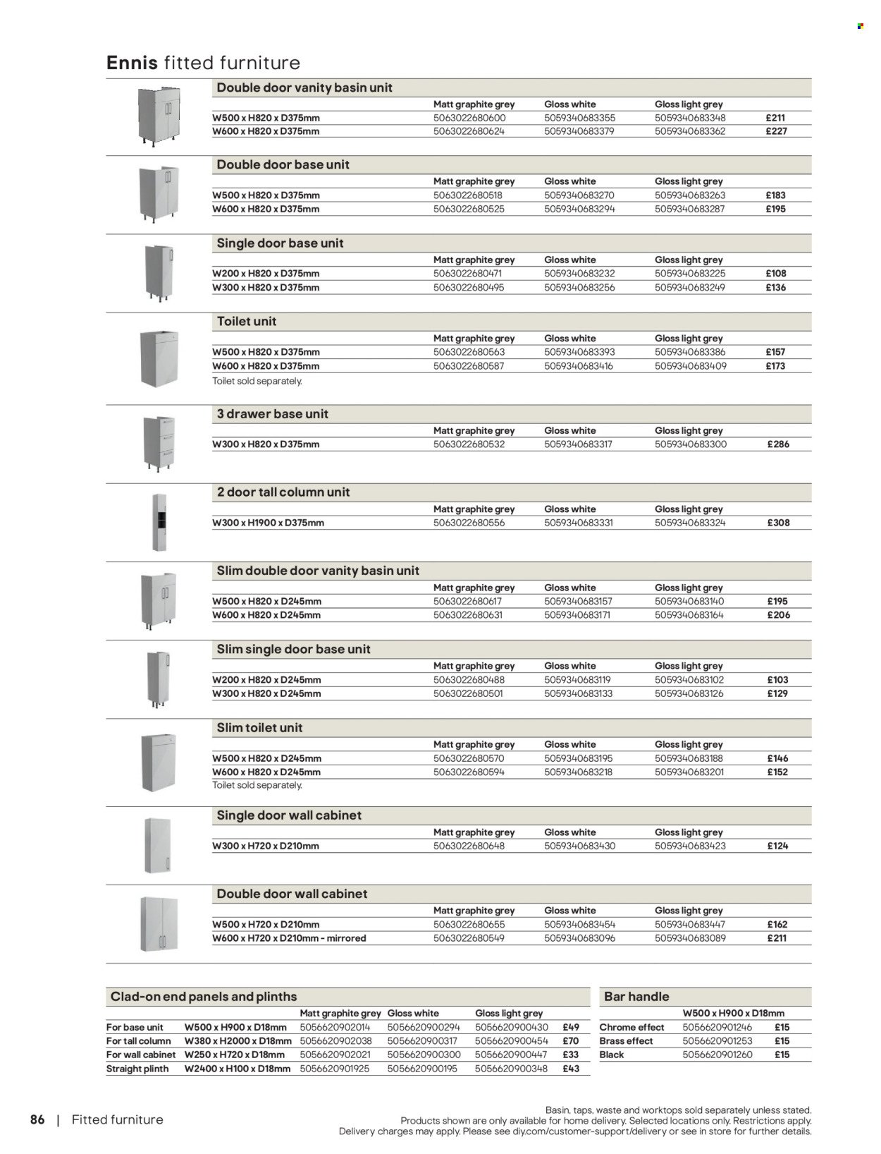 B&Q offer - Bathroom collections