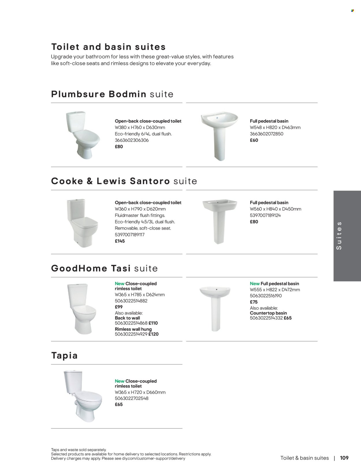 B&Q offer - Bathroom collections