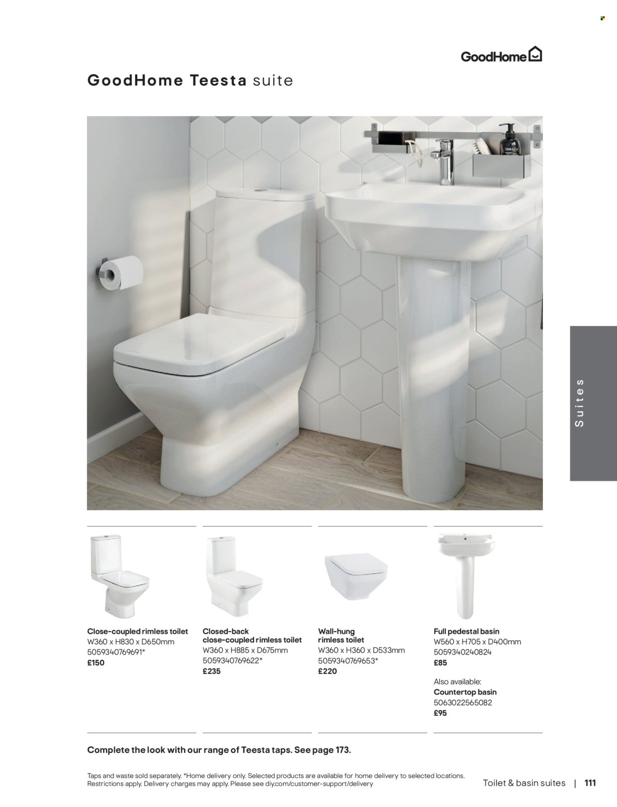 B&Q offer - Bathroom collections