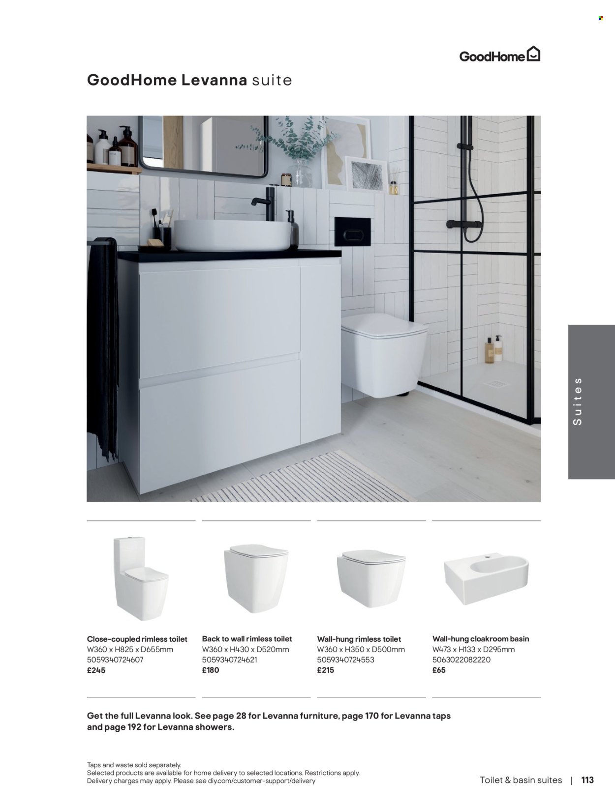 B&Q offer - Bathroom collections