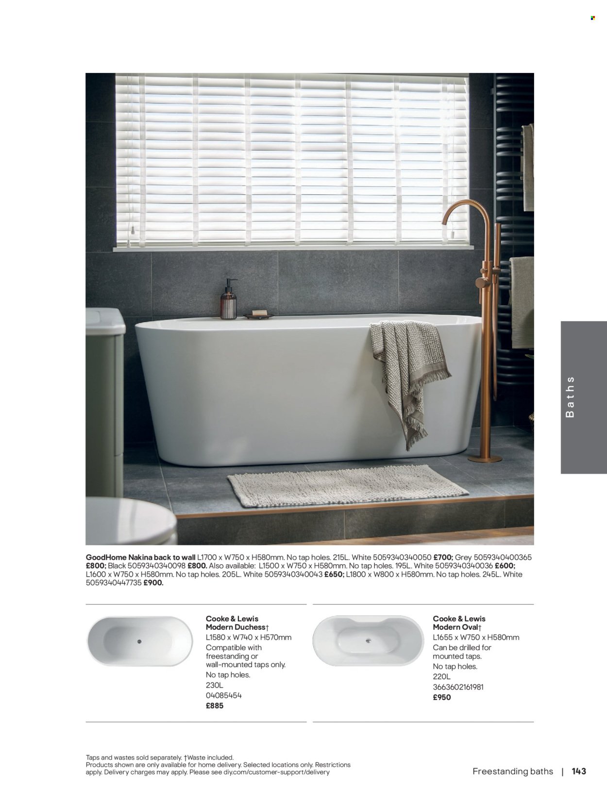 B&Q offer - Bathroom collections
