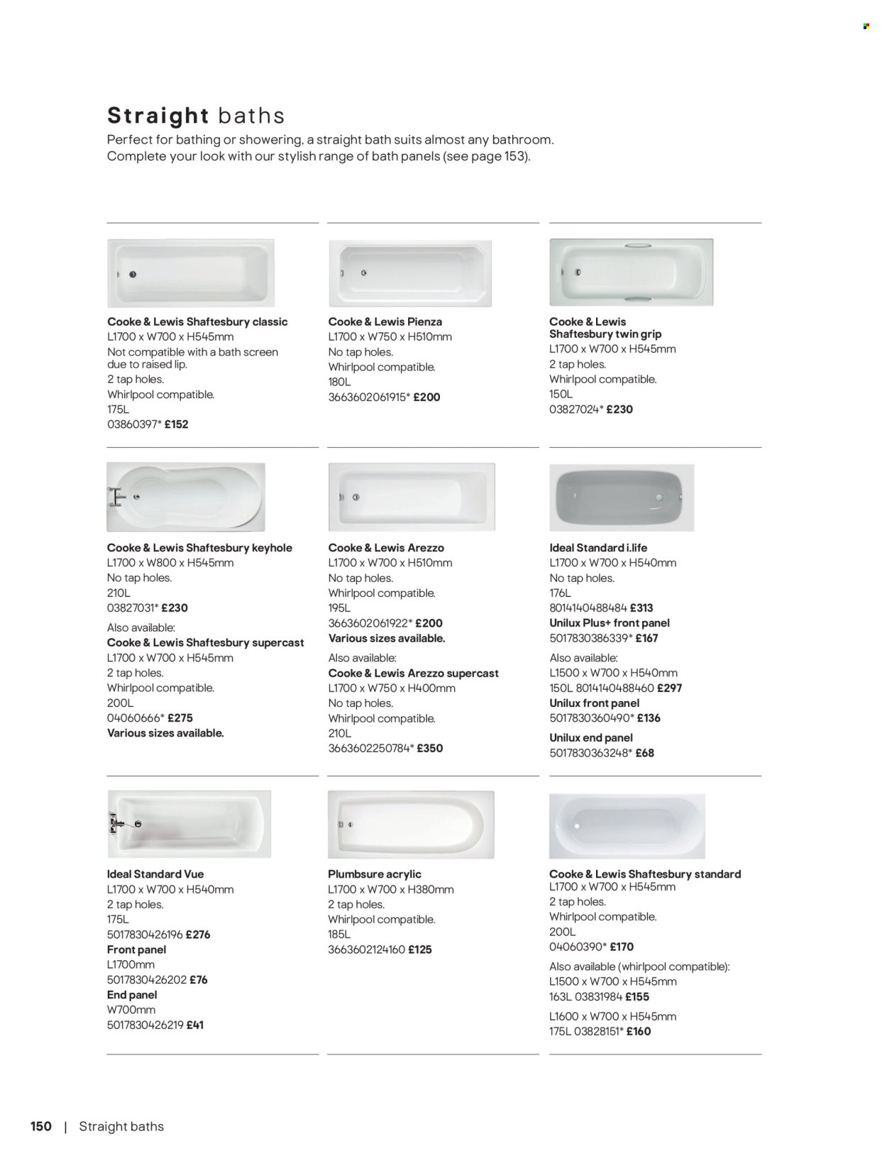 B&Q offer - Bathroom collections