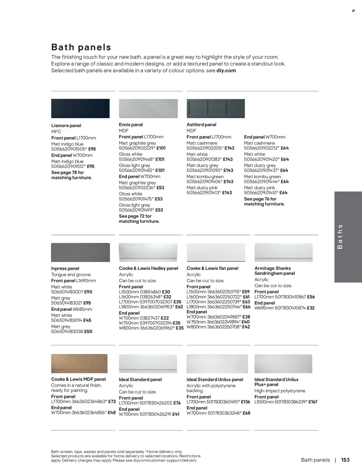 B&Q offer - Bathroom collections