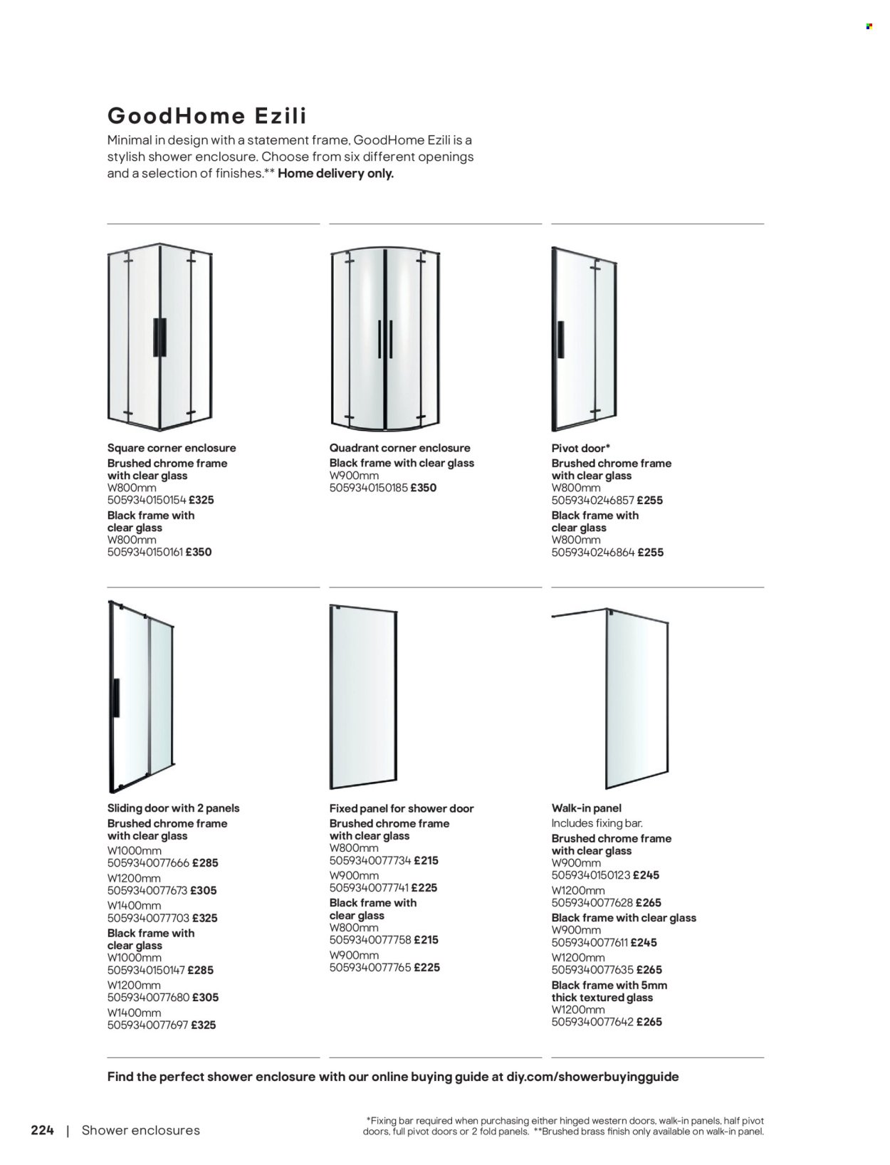 B&Q offer - Bathroom collections