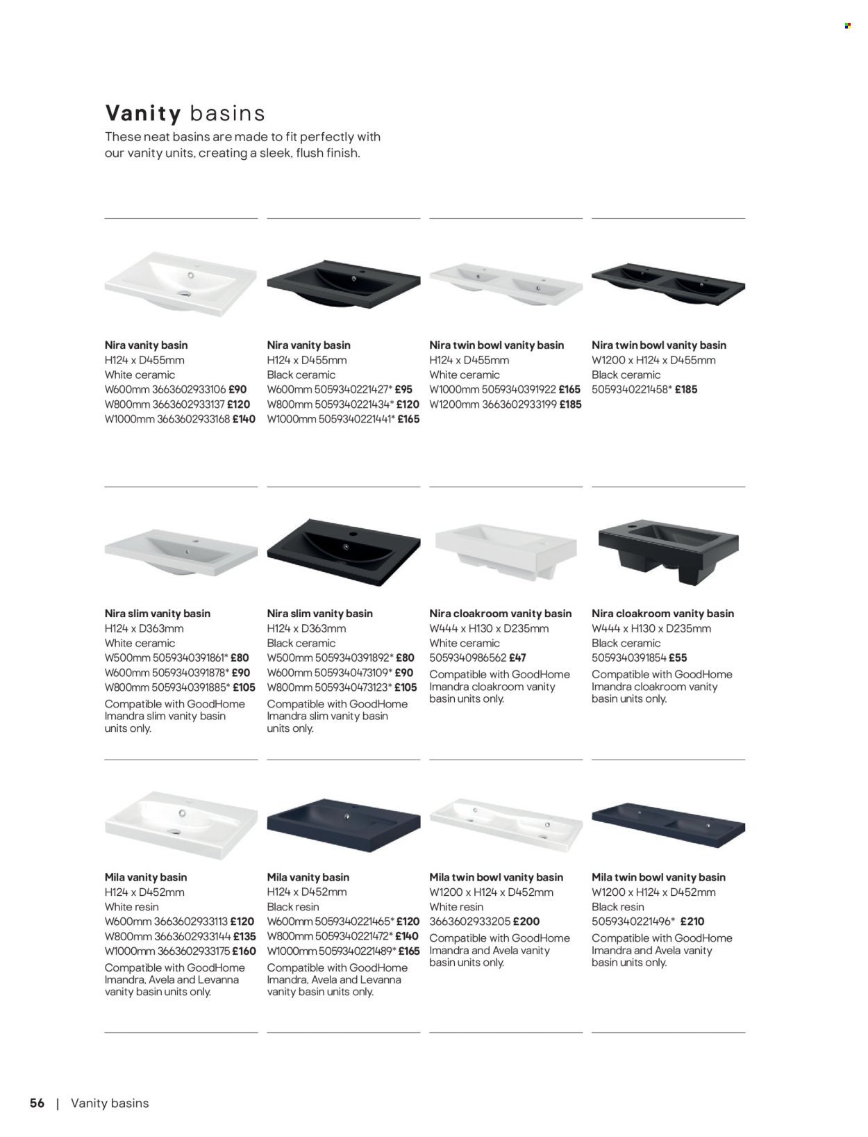 B&Q offer - Bathroom collections