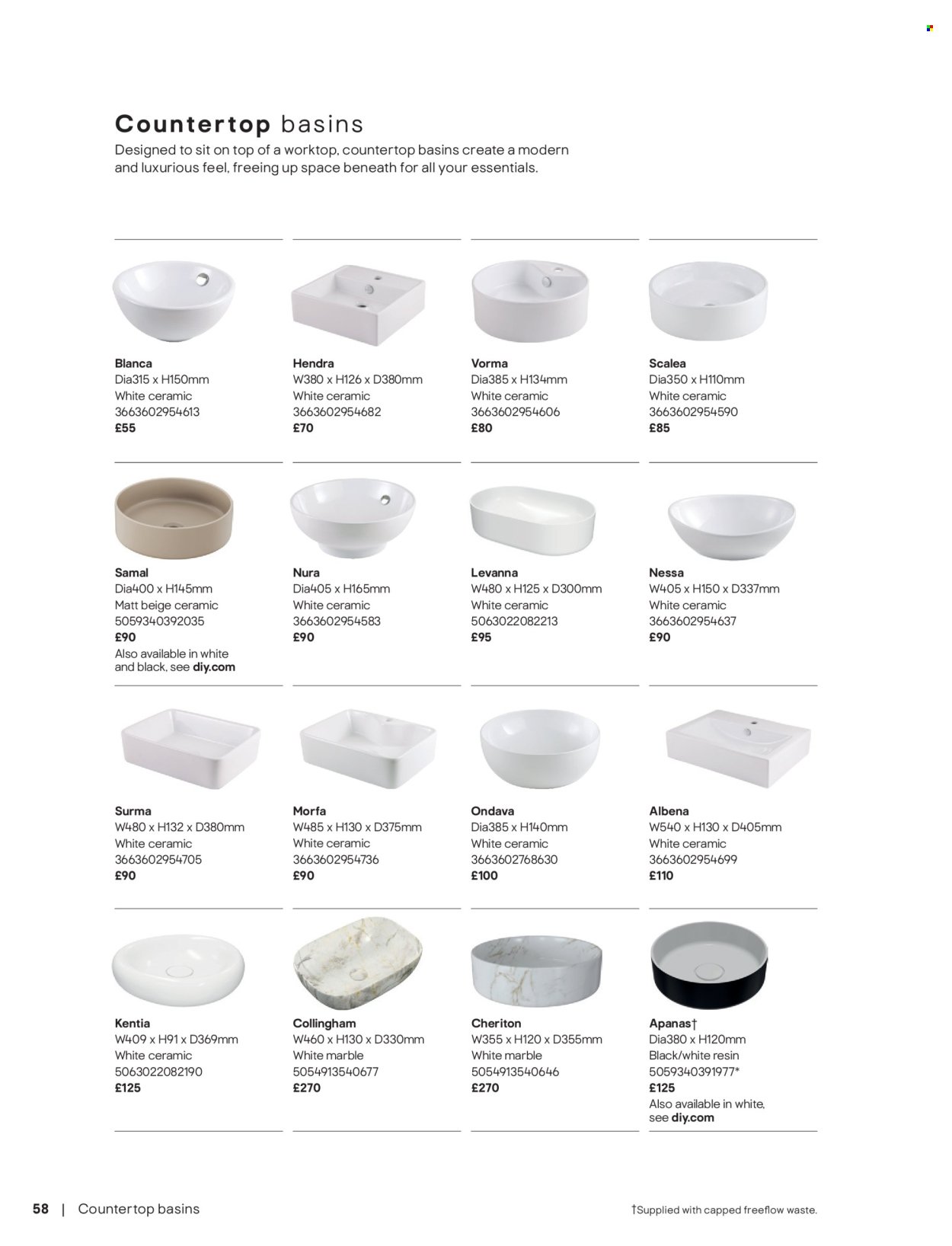 B&Q offer - Bathroom collections