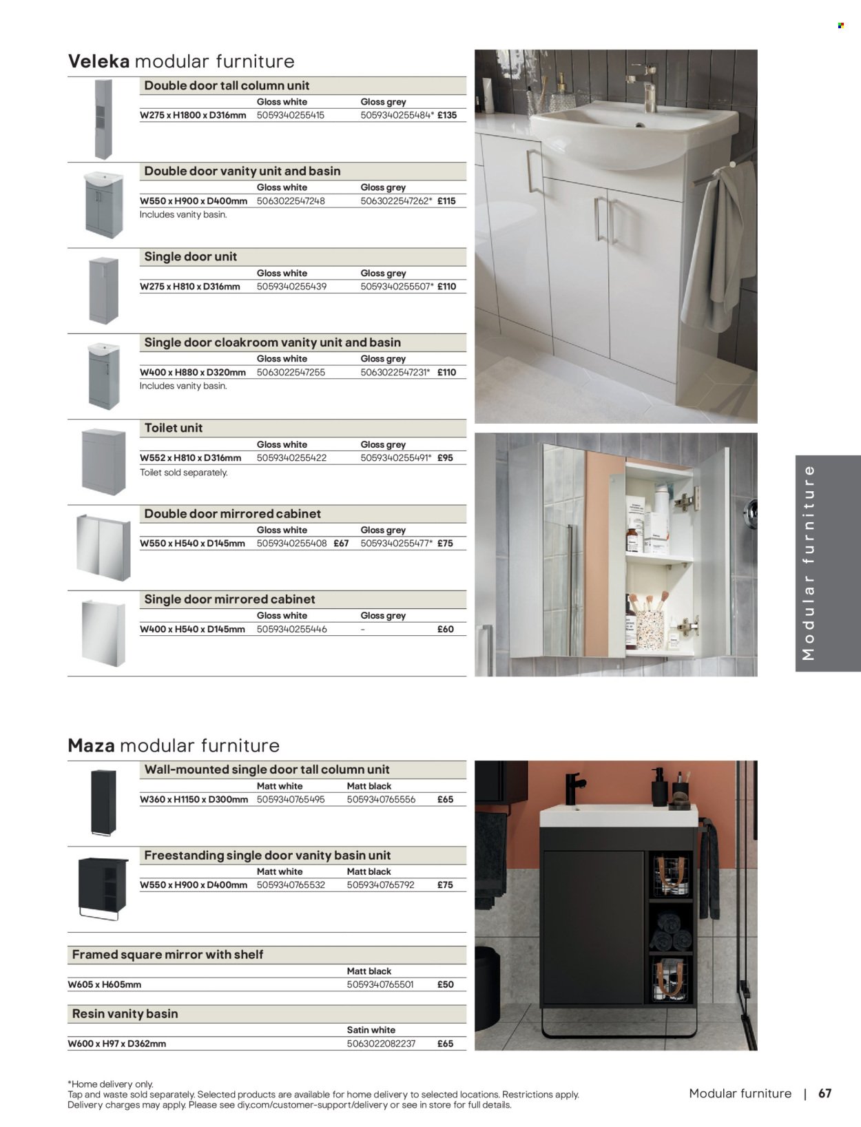 B&Q offer - Bathroom collections