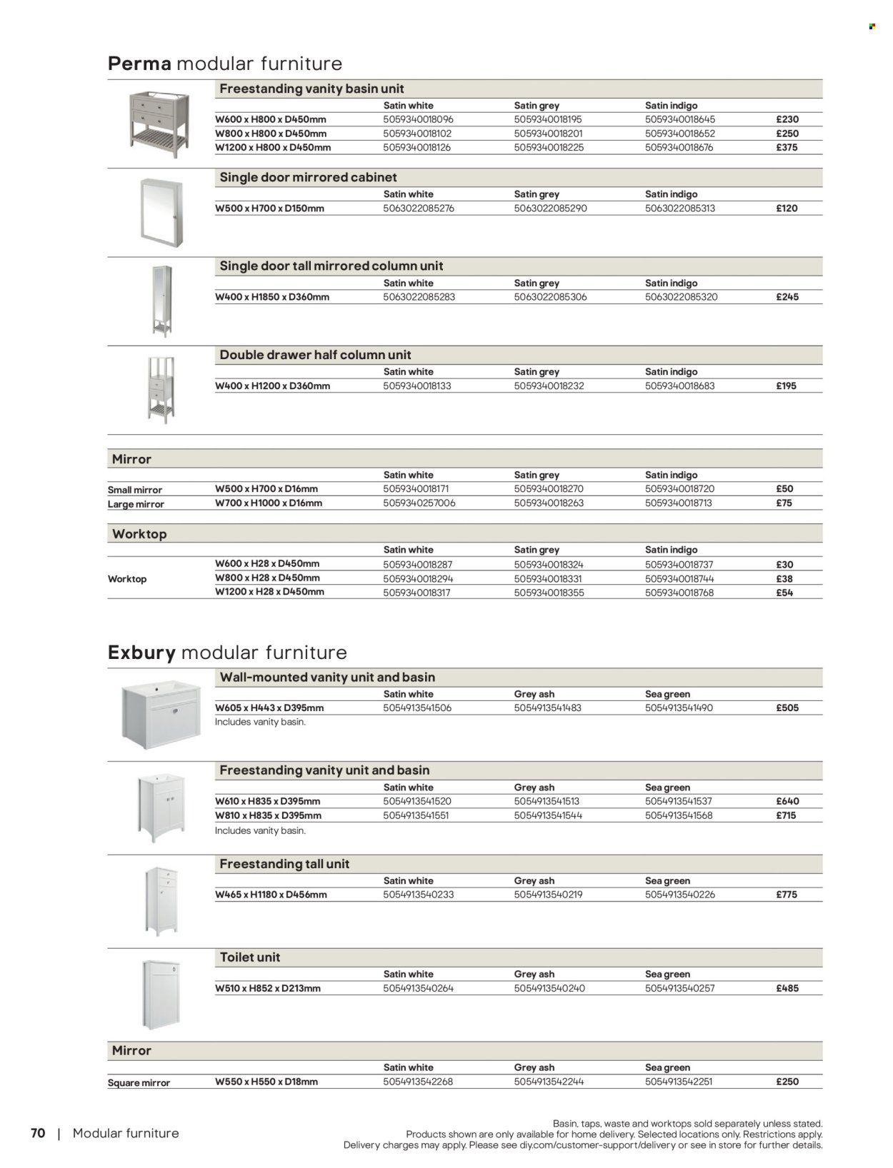 B&Q offer - Bathroom collections