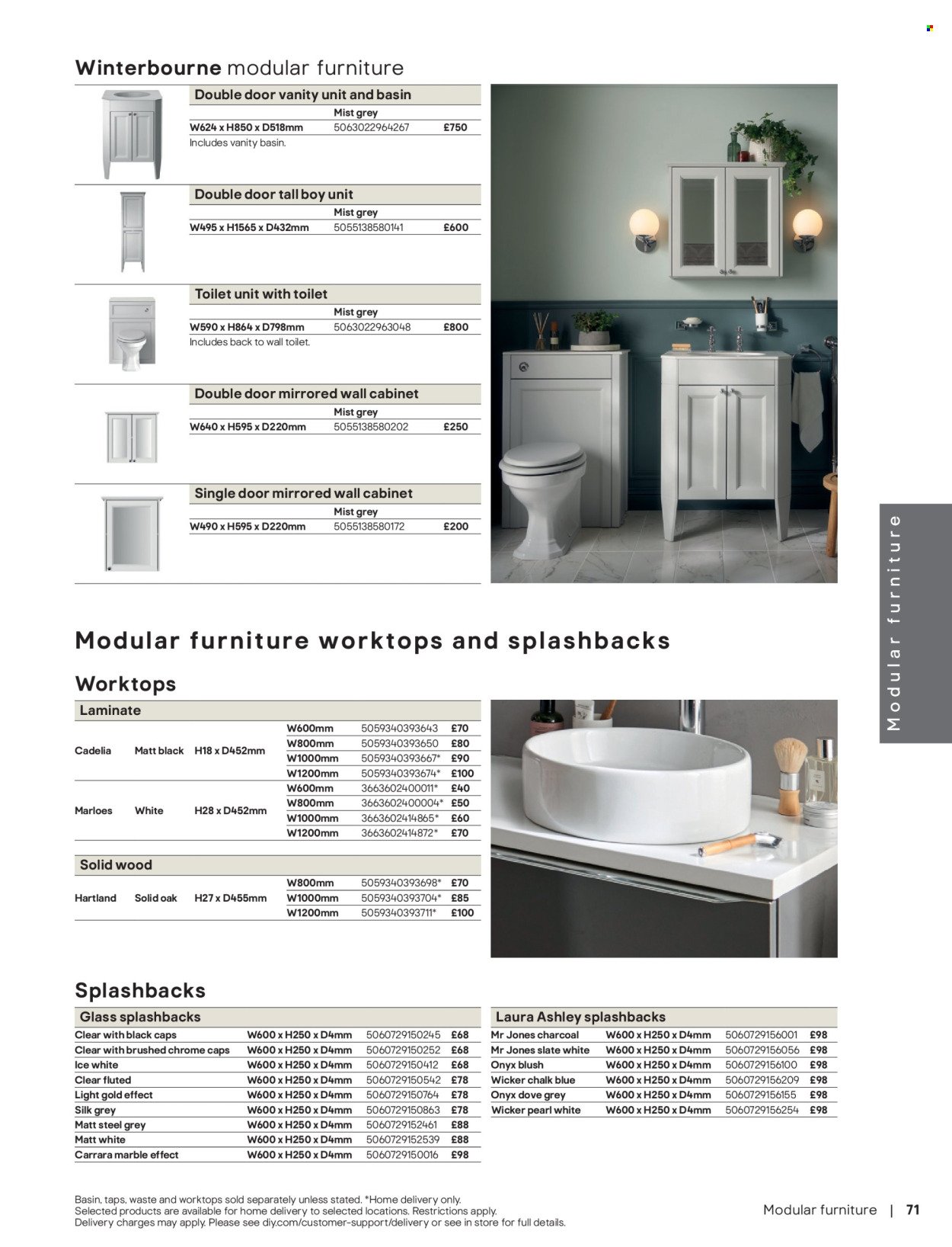 B&Q offer - Bathroom collections