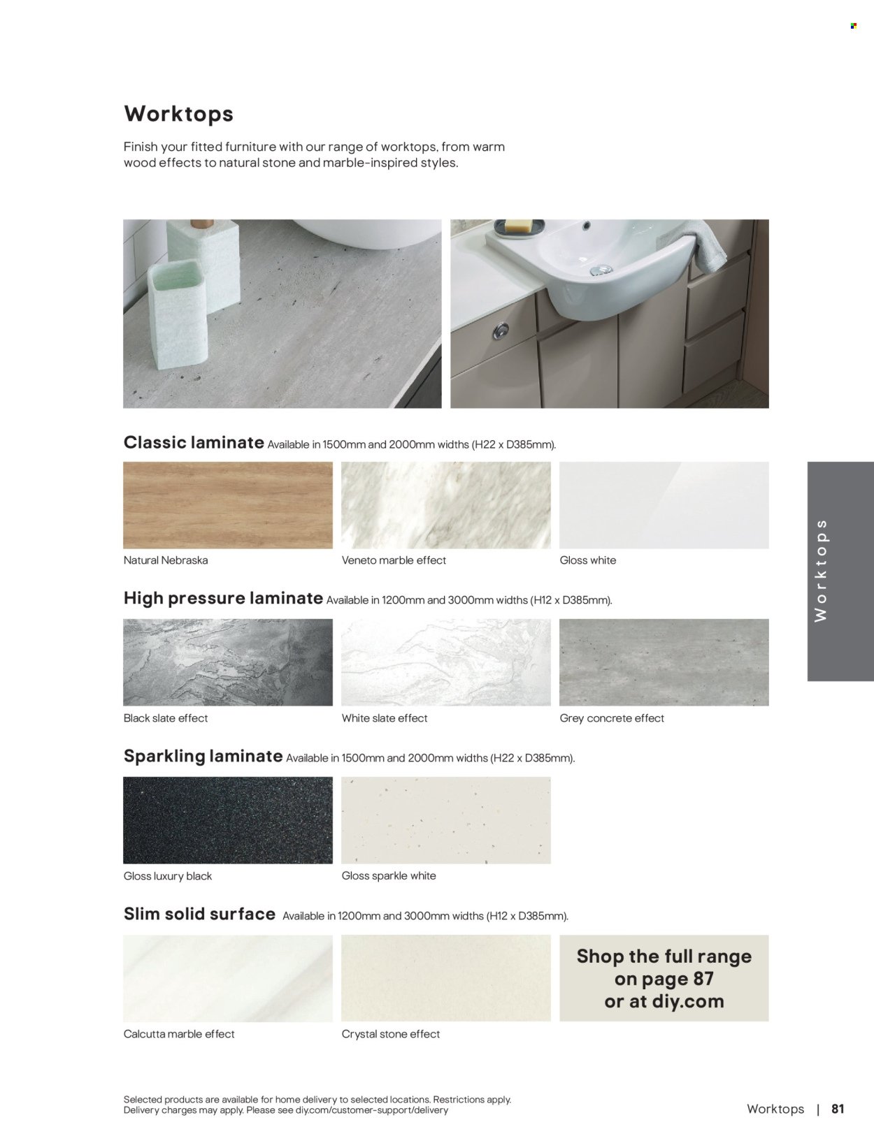 B&Q offer - Bathroom collections
