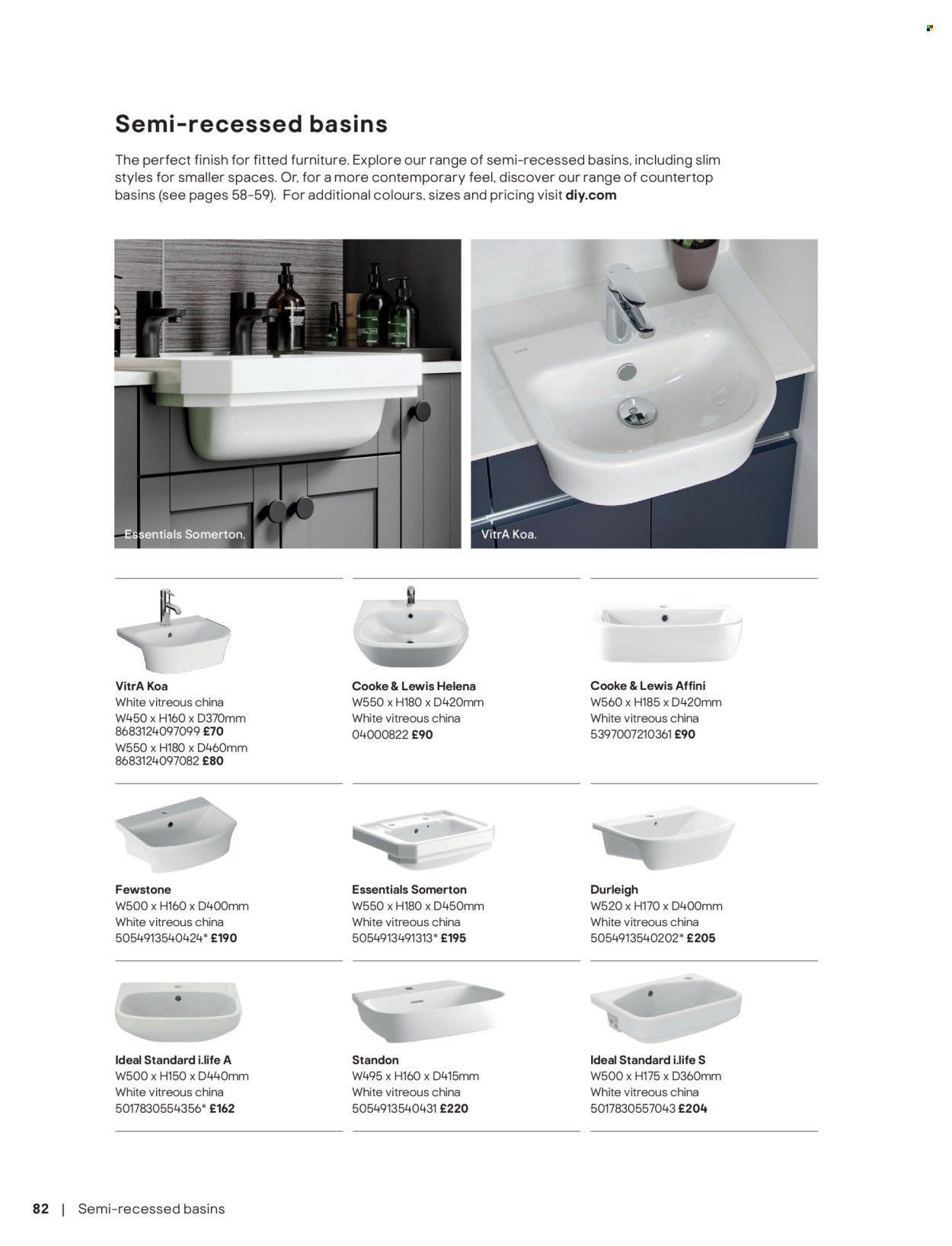 B&Q offer - Bathroom collections