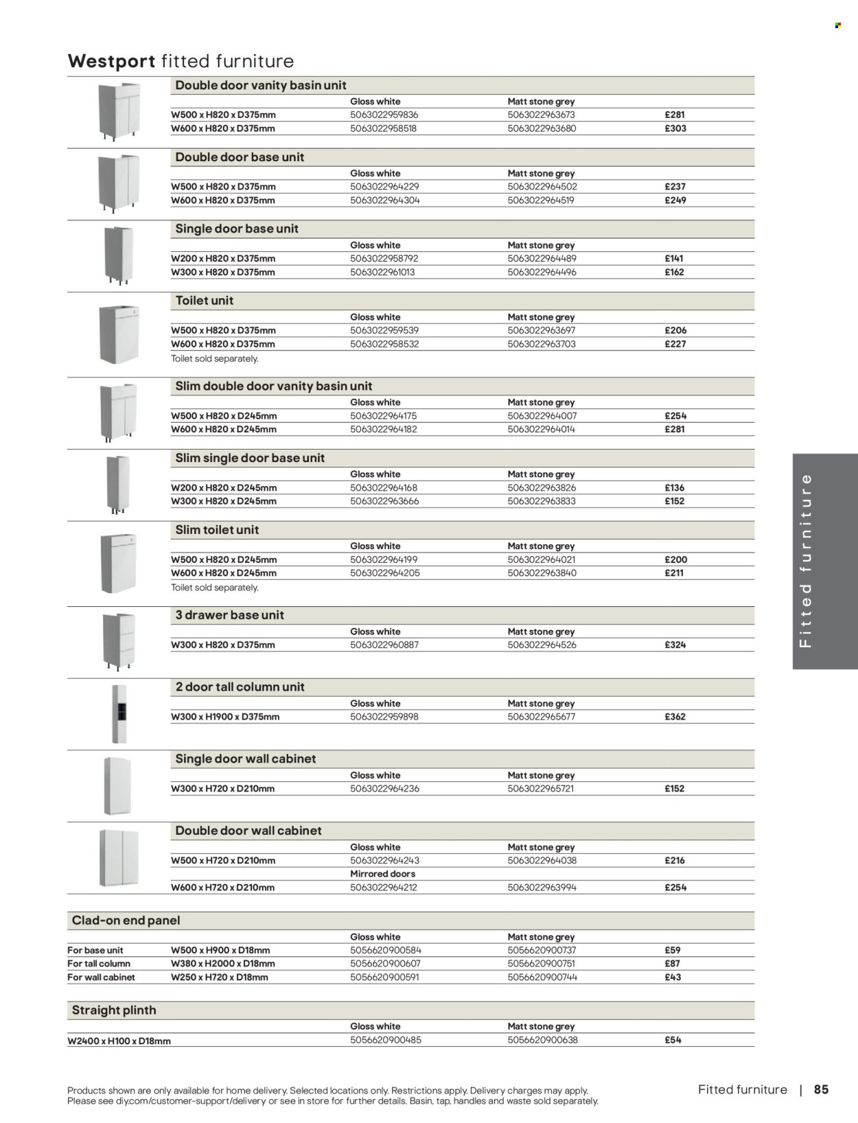B&Q offer - Bathroom collections