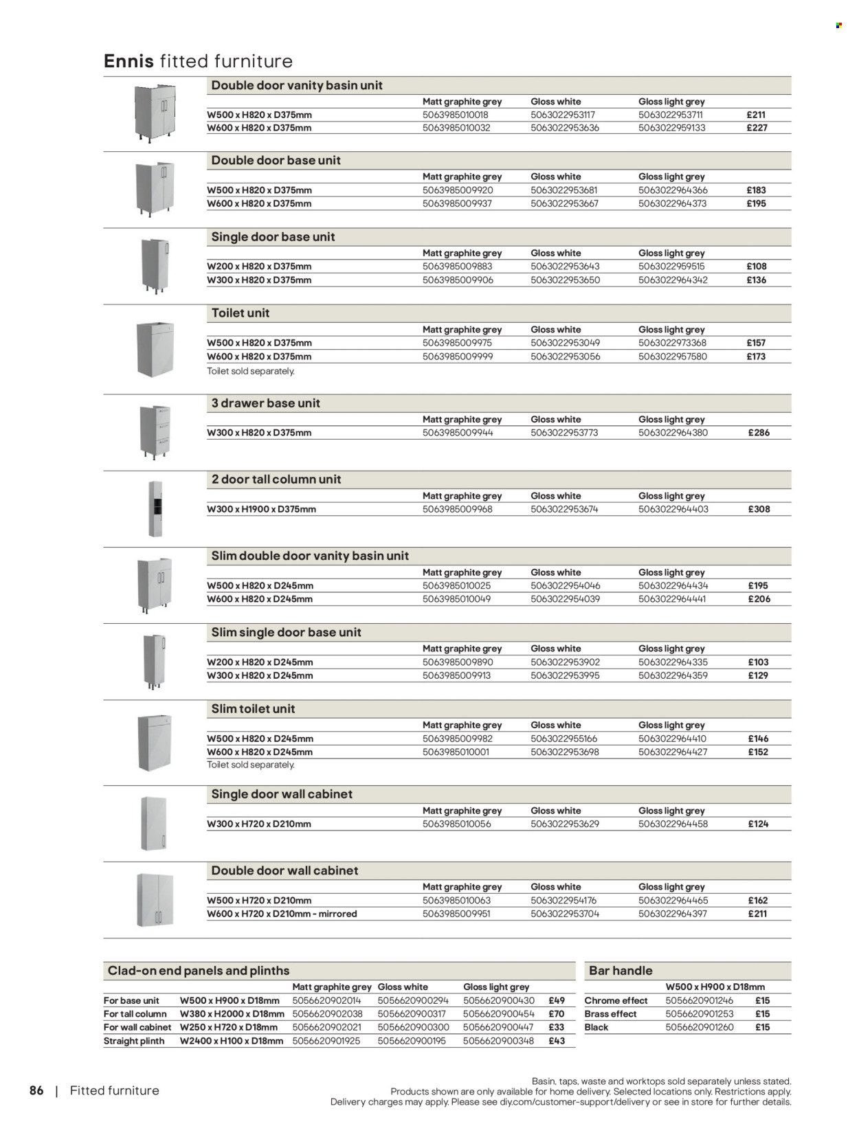 B&Q offer - Bathroom collections