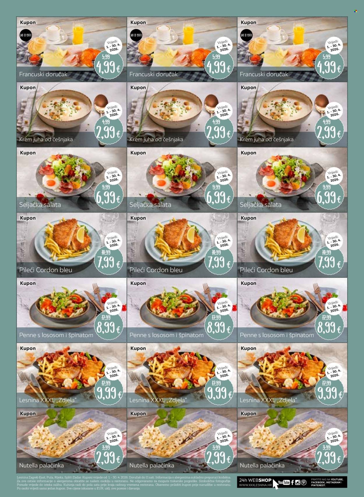 LESNINA katalog - Kuponi za restoran Lesnina Zagreb East, Pula, Rijeka, Split i Zadar