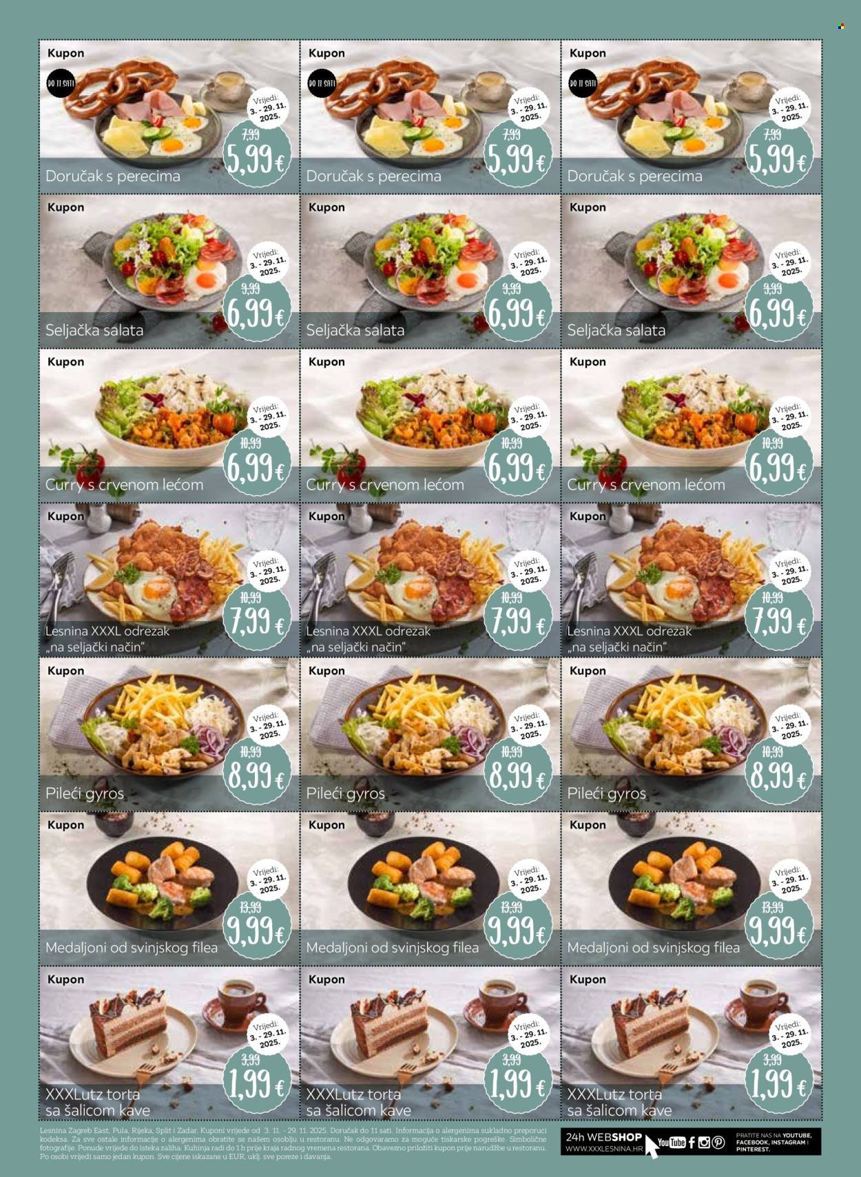 LESNINA katalog - Kuponi za restoran Lesnina Zagreb East, Pula, Rijeka, Split i Zadar