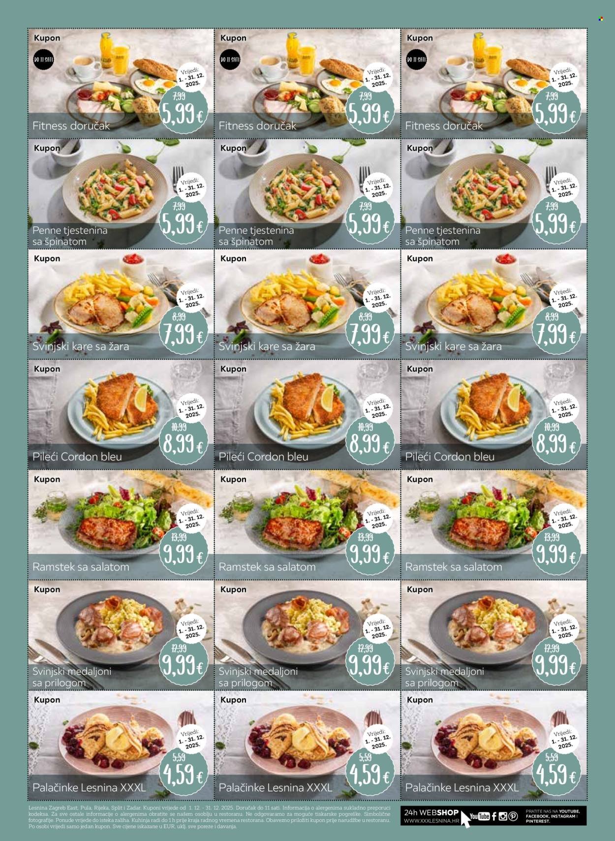 LESNINA katalog - Kuponi za restoran Lesnina Zagreb East, Pula, Rijeka, Split i Zadar