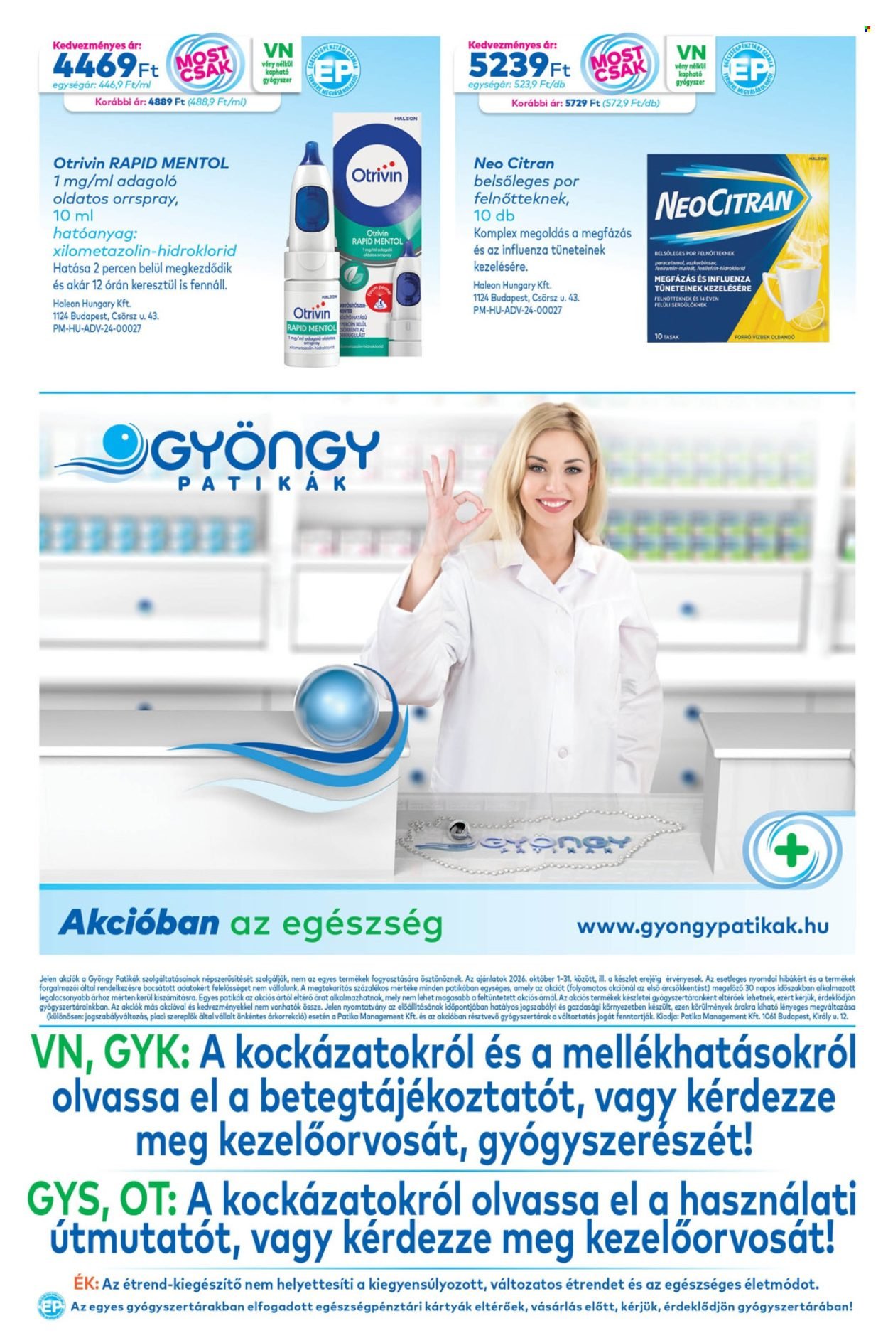 Gyöngy Patikák akciós újság 2026.10.01 - 2026.10.31 | Minden Akció