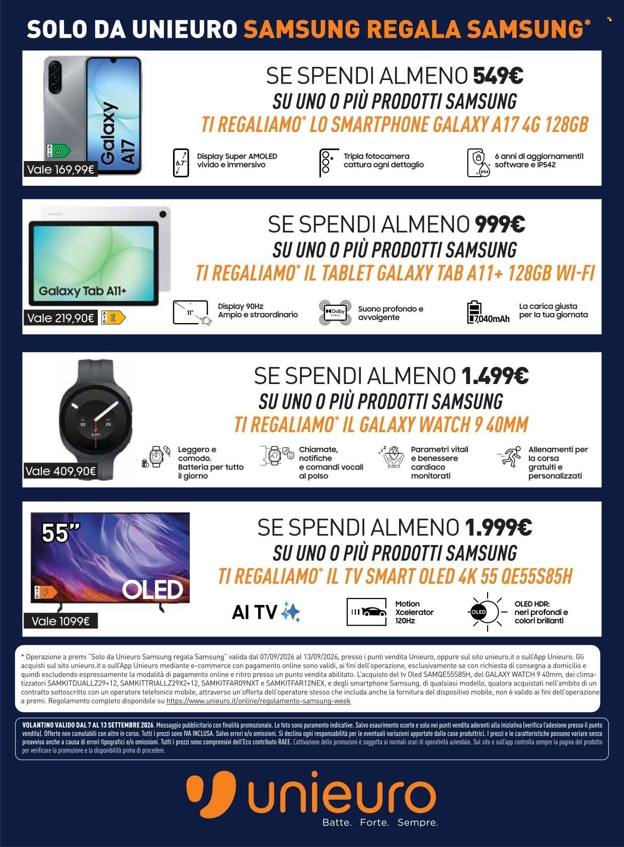 Volantino UNIEURO - Samsung regala Samsung