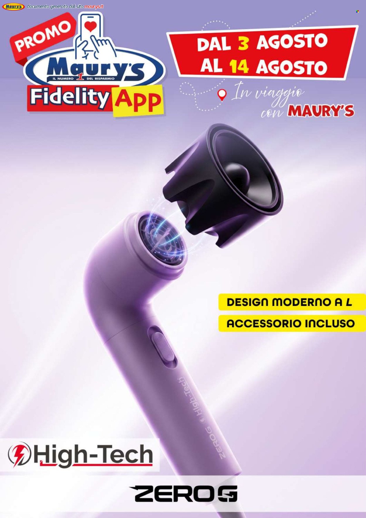 Volantino MAURY'S - Promo Social di Agosto