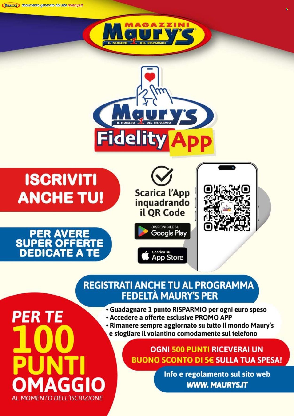 Volantino MAURY'S - Promo Social di Agosto