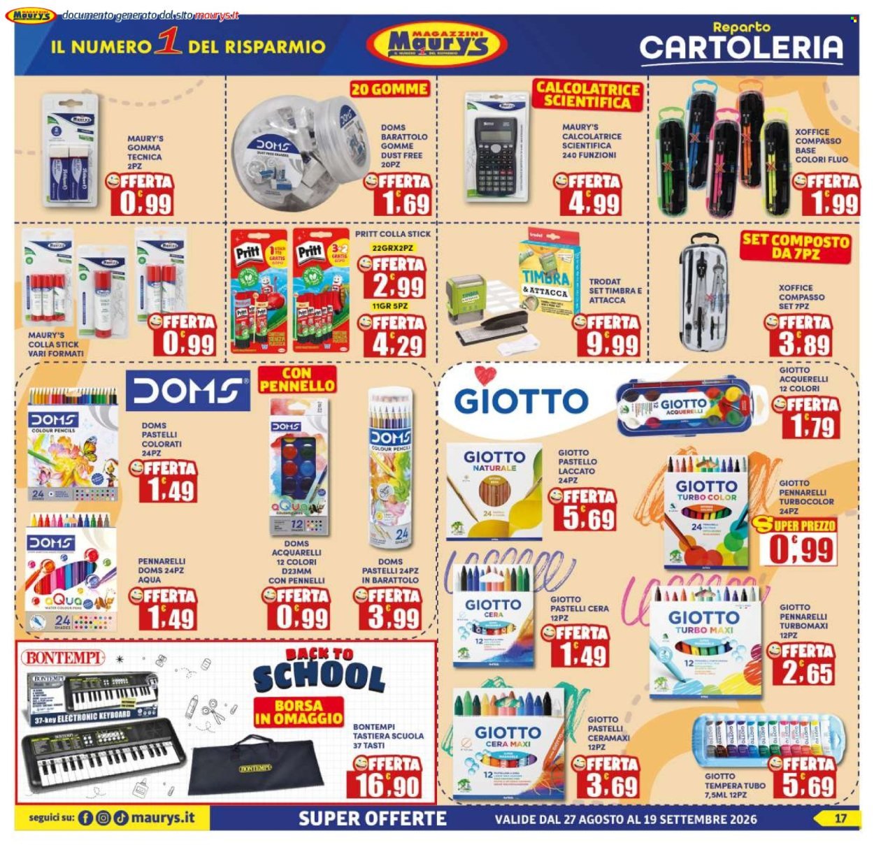 Volantino MAURY'S - Da giovedì 27 agosto 2026