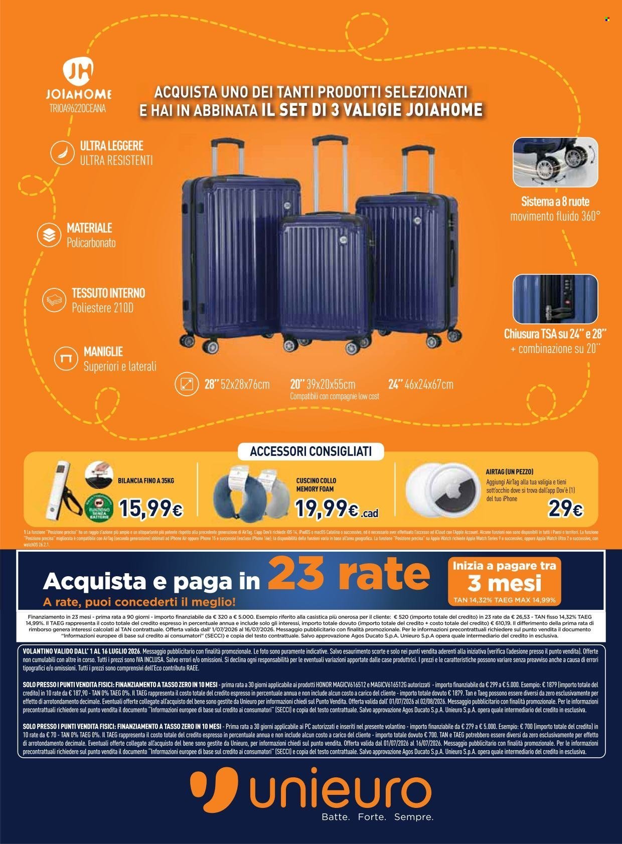 Volantino UNIEURO - Passioni in valigia