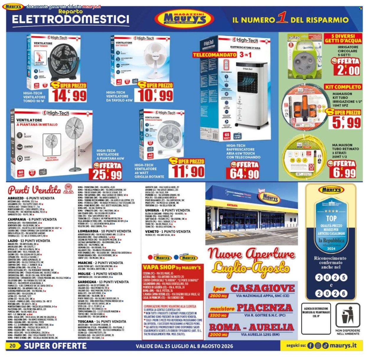 Volantino MAURY'S - Da sabato 25 luglio 2026